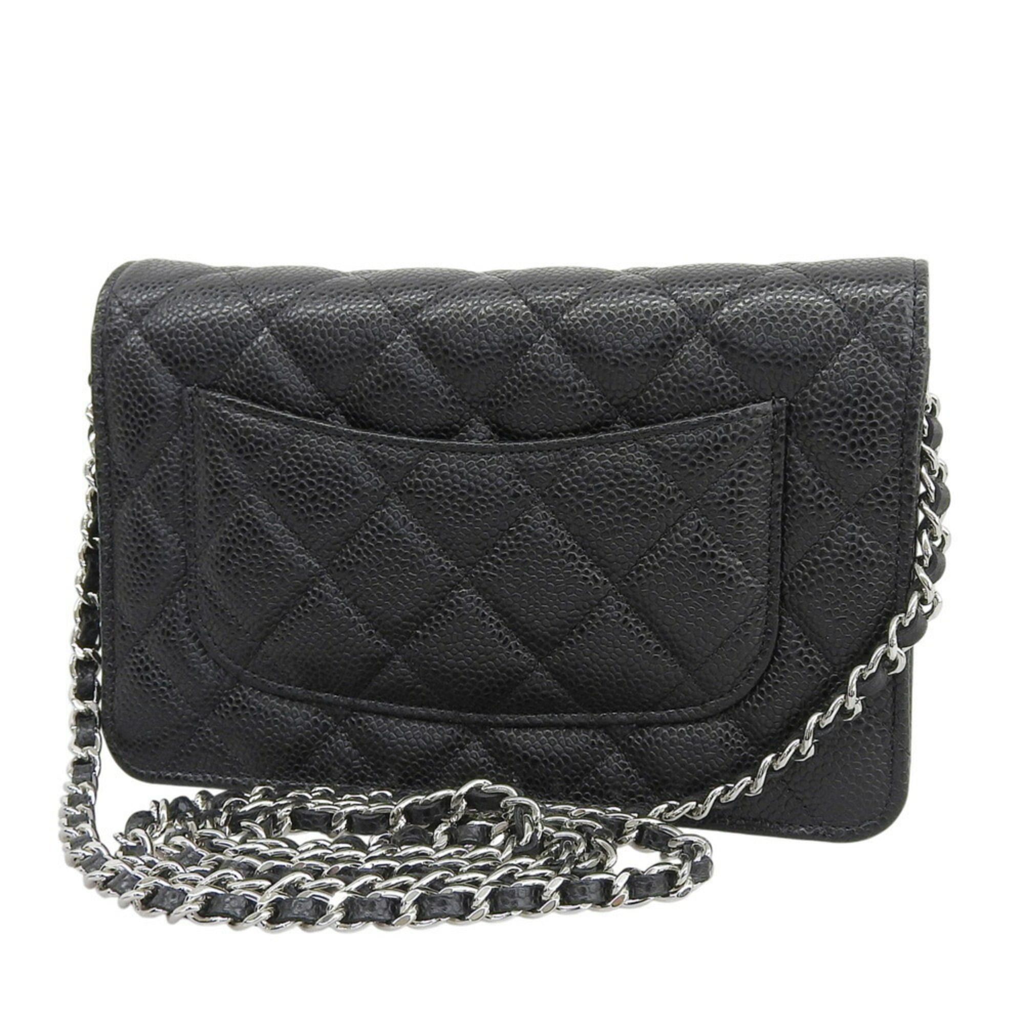 Chanel Like New Chanel Coco Mark Chain Wallet (Serial Number 28) AP0250 Caviar Leather Black Size ONE SIZE - 2 Thumbnail