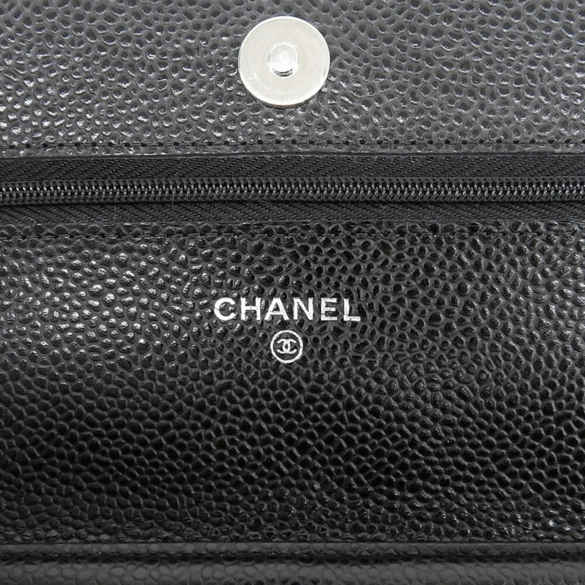 Chanel Like New Chanel Coco Mark Chain Wallet (Serial Number 28) AP0250 Caviar Leather Black Size ONE SIZE - 6 Thumbnail
