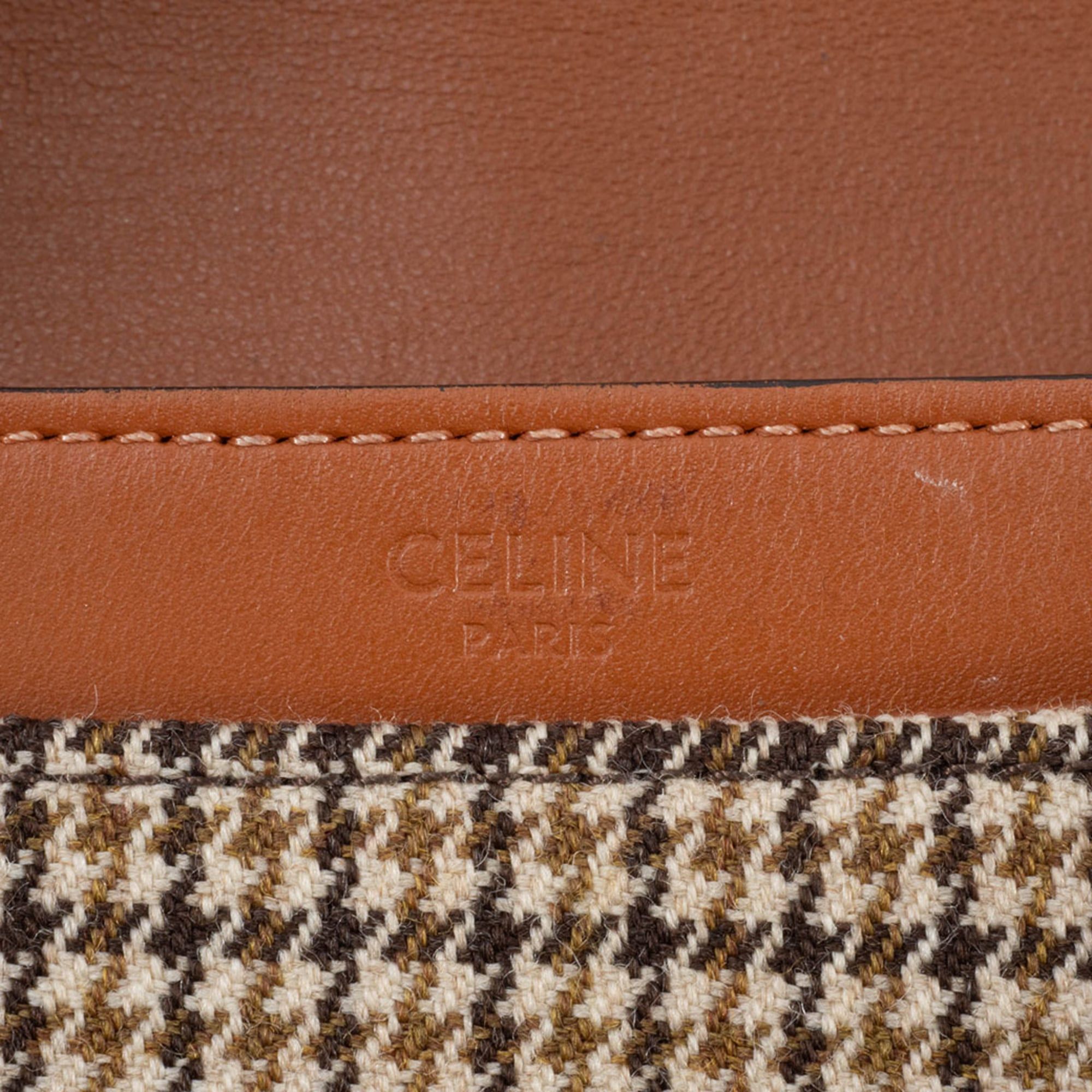 Celine Celine Shoulder Bag for Women, Small Buzas 16 (Seize), Tan, Textile Houndstooth Pattern Size ONE SIZE - 12 Thumbnail