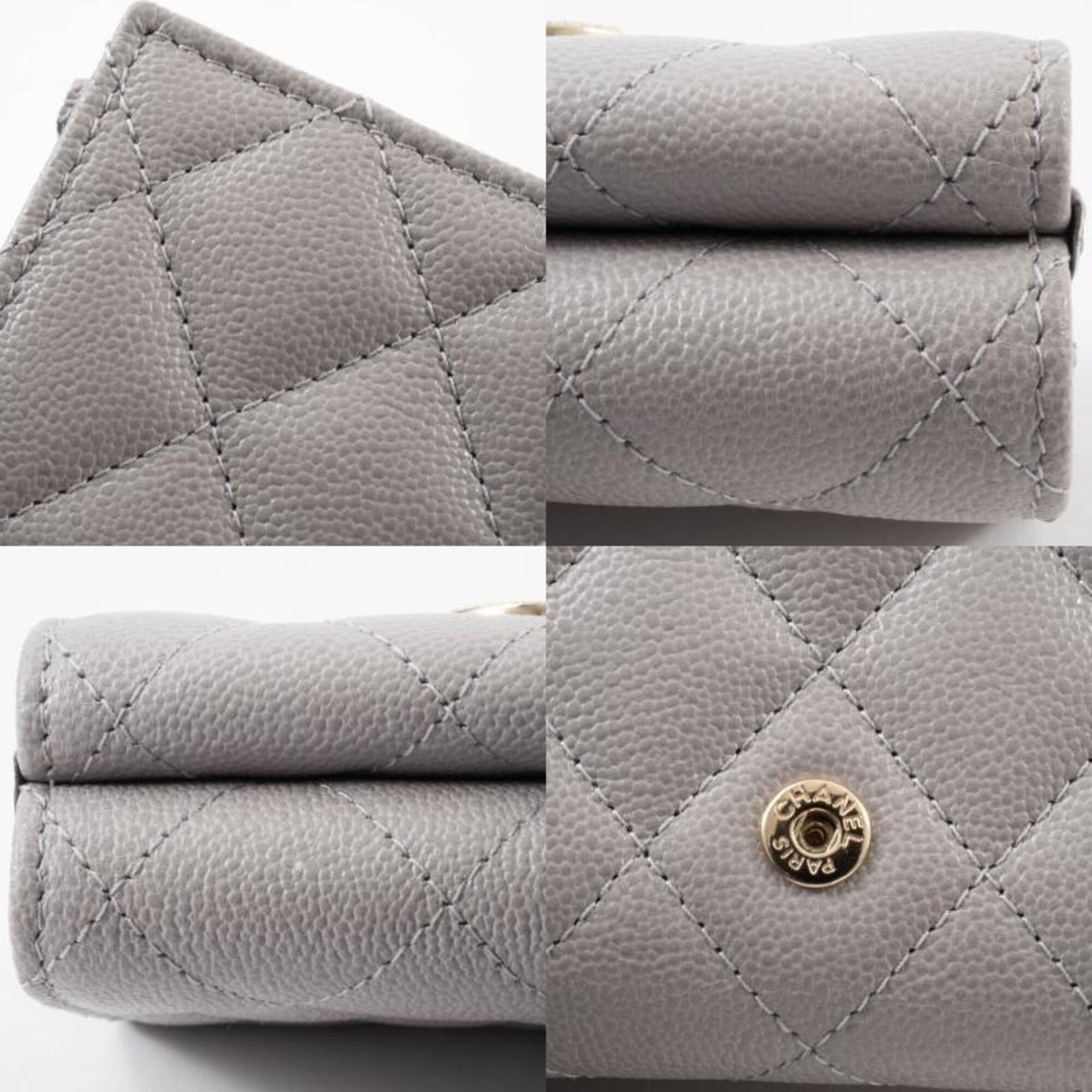 Chanel Chanel Caviar Skin Compact Wallet Tri-fold AP2962 Leather Greige Women's CHANEL Size ONE SIZE - 18 Thumbnail
