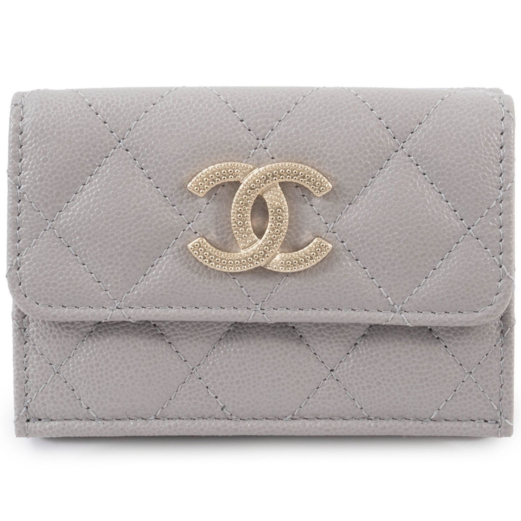 Chanel Chanel Caviar Skin Compact Wallet Tri-fold AP2962 Leather Greige Women's CHANEL Size ONE SIZE - 2 Thumbnail