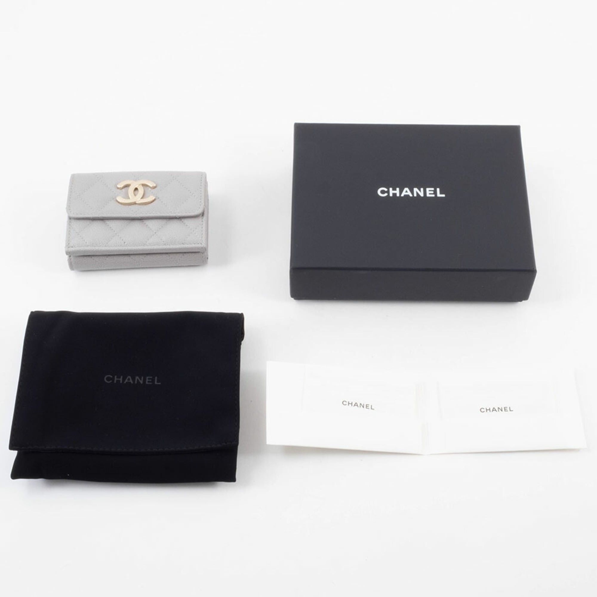 Chanel Chanel Caviar Skin Compact Wallet Tri-fold AP2962 Leather Greige Women's CHANEL Size ONE SIZE - 16 Thumbnail