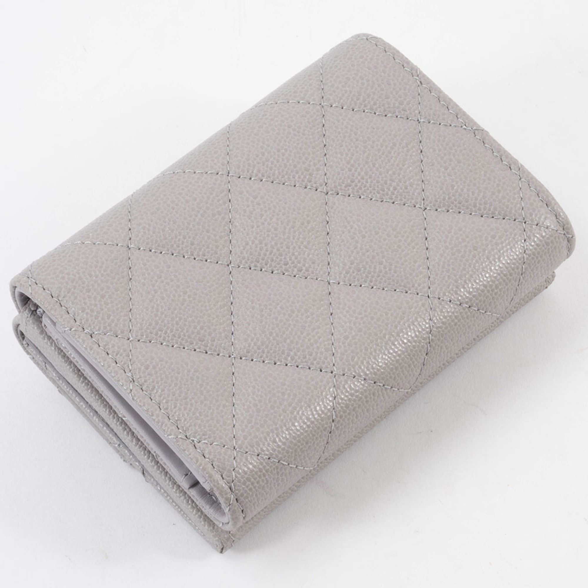 Chanel Chanel Caviar Skin Compact Wallet Tri-fold AP2962 Leather Greige Women's CHANEL Size ONE SIZE - 9 Thumbnail