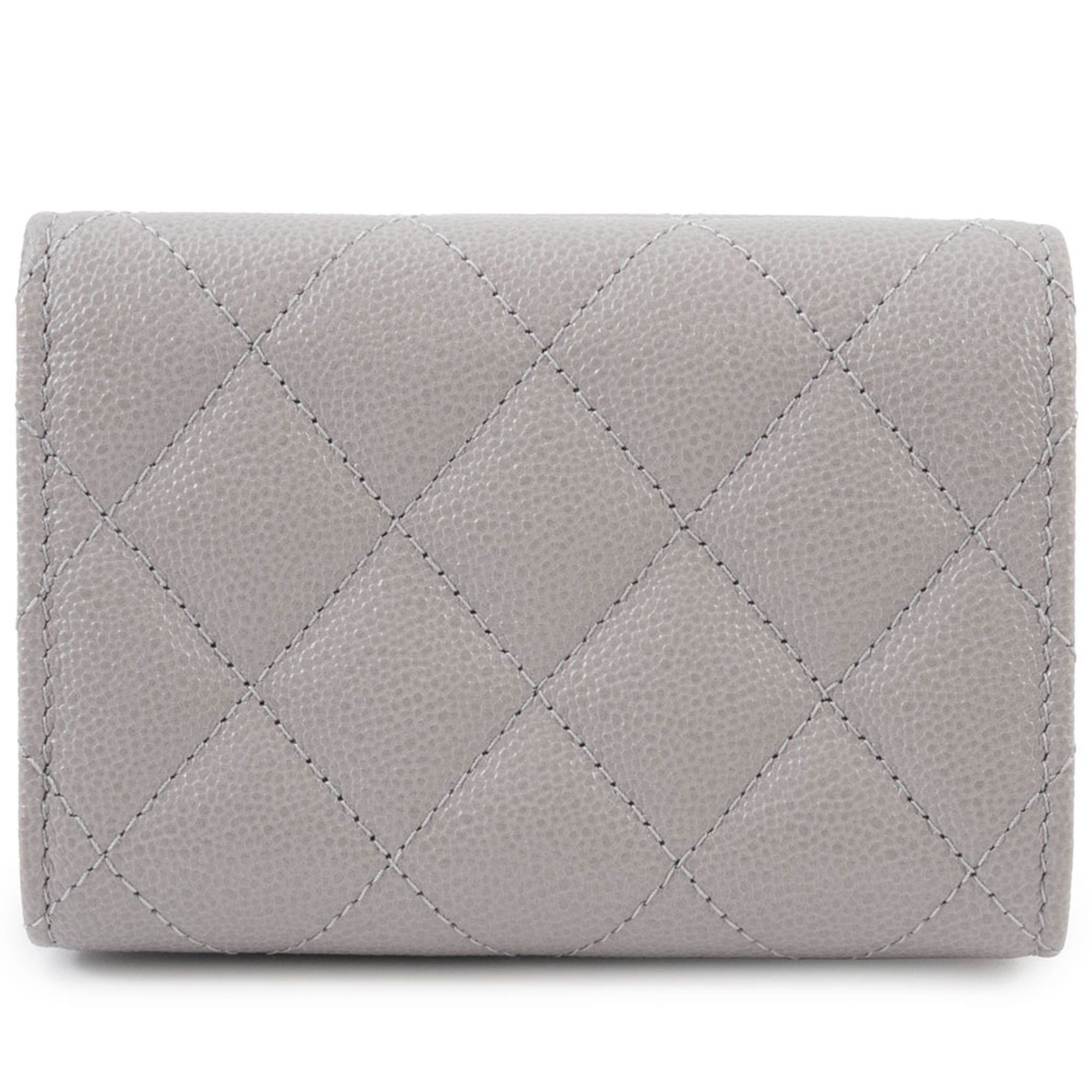 Chanel Chanel Caviar Skin Compact Wallet Tri-fold AP2962 Leather Greige Women's CHANEL Size ONE SIZE - 3 Thumbnail