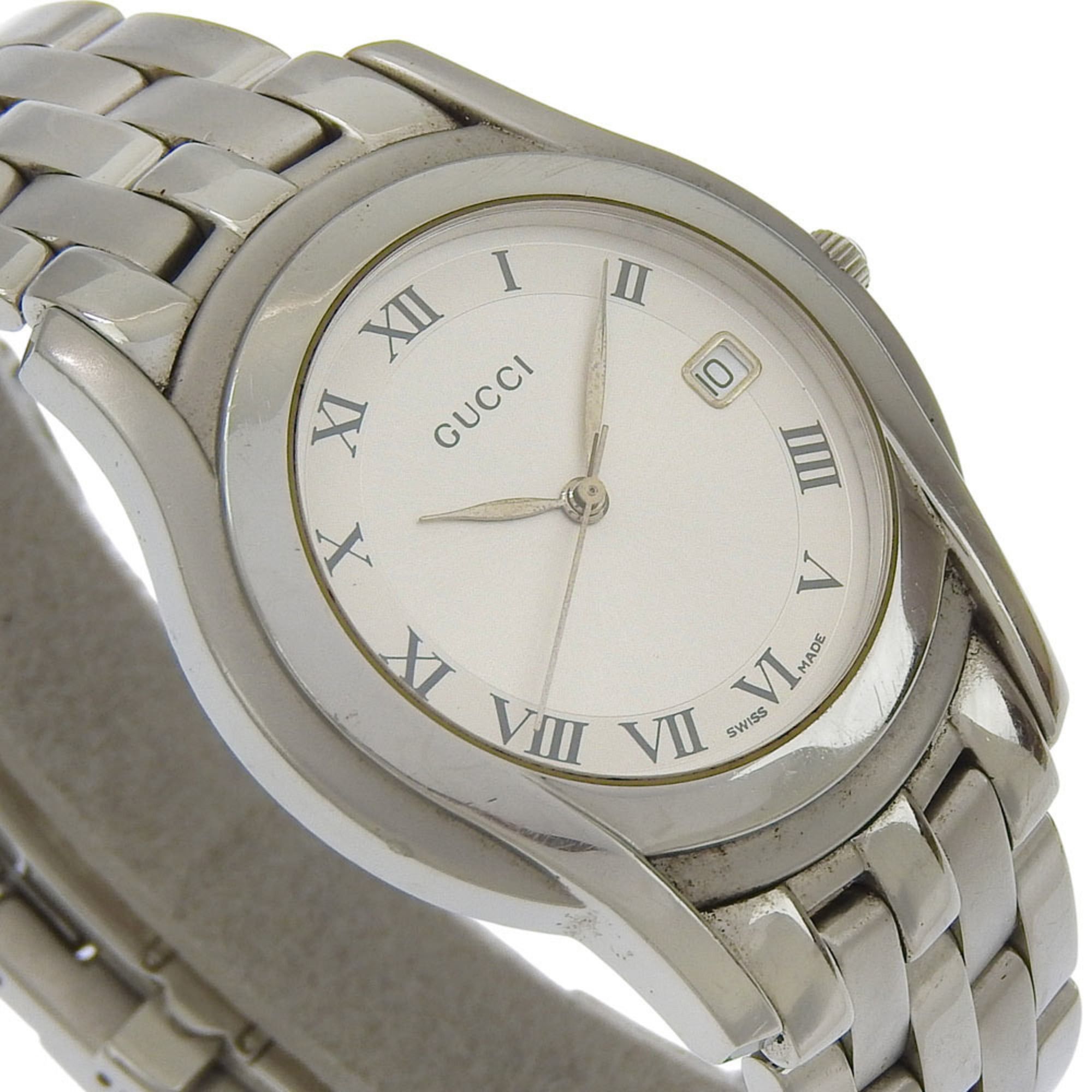Gucci Gucci 5500M Stainless Steel Watch, Silver, Quartz, Analog Display, Silver Dial, Women's Watch Size ONE SIZE - 3 Thumbnail