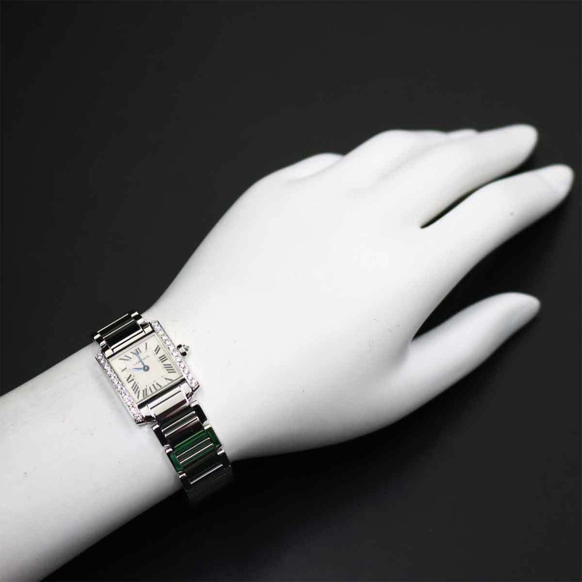 Cartier Cartier Tank Francaise SM WE1002S3 Ladies' Watch, Diamond Bezel, Ivory, 18K White Gold, Quartz. Size ONE SIZE - 3 Thumbnail