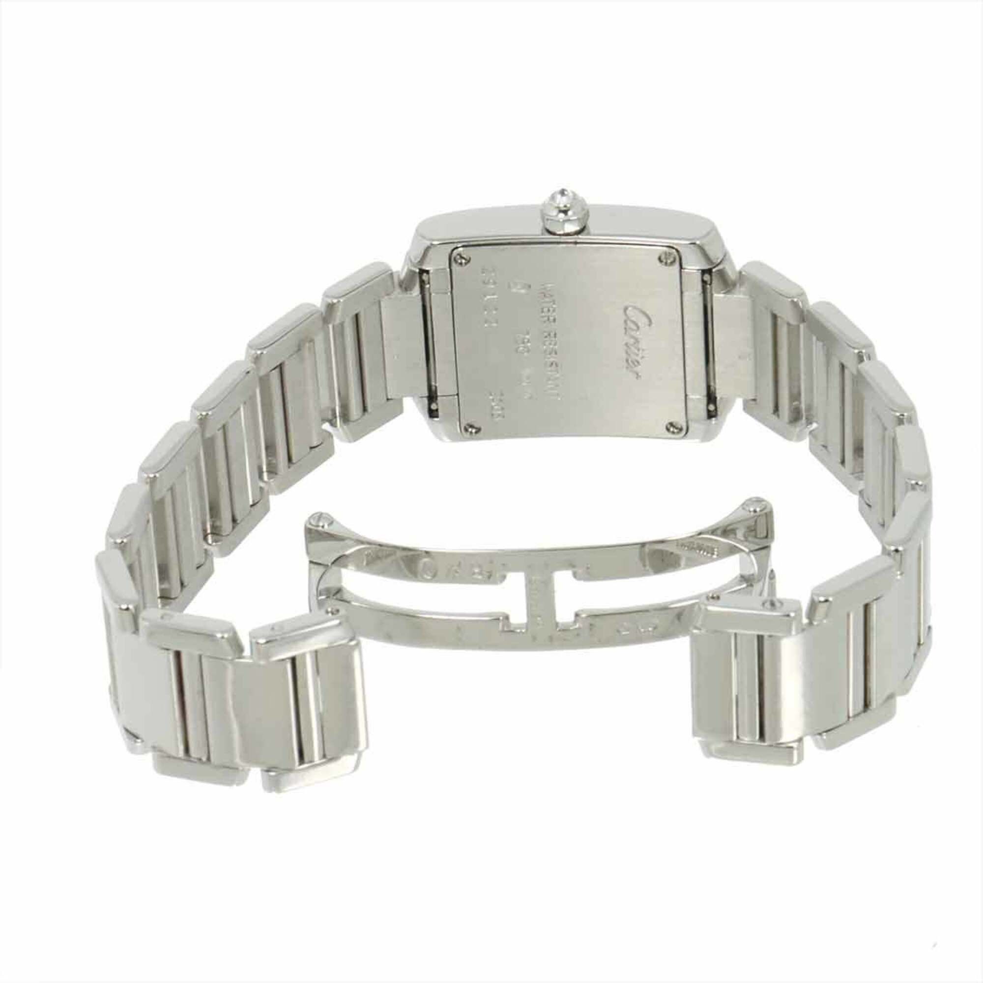 Cartier Cartier Tank Francaise SM WE1002S3 Ladies' Watch, Diamond Bezel, Ivory, 18K White Gold, Quartz. Size ONE SIZE - 4 Thumbnail