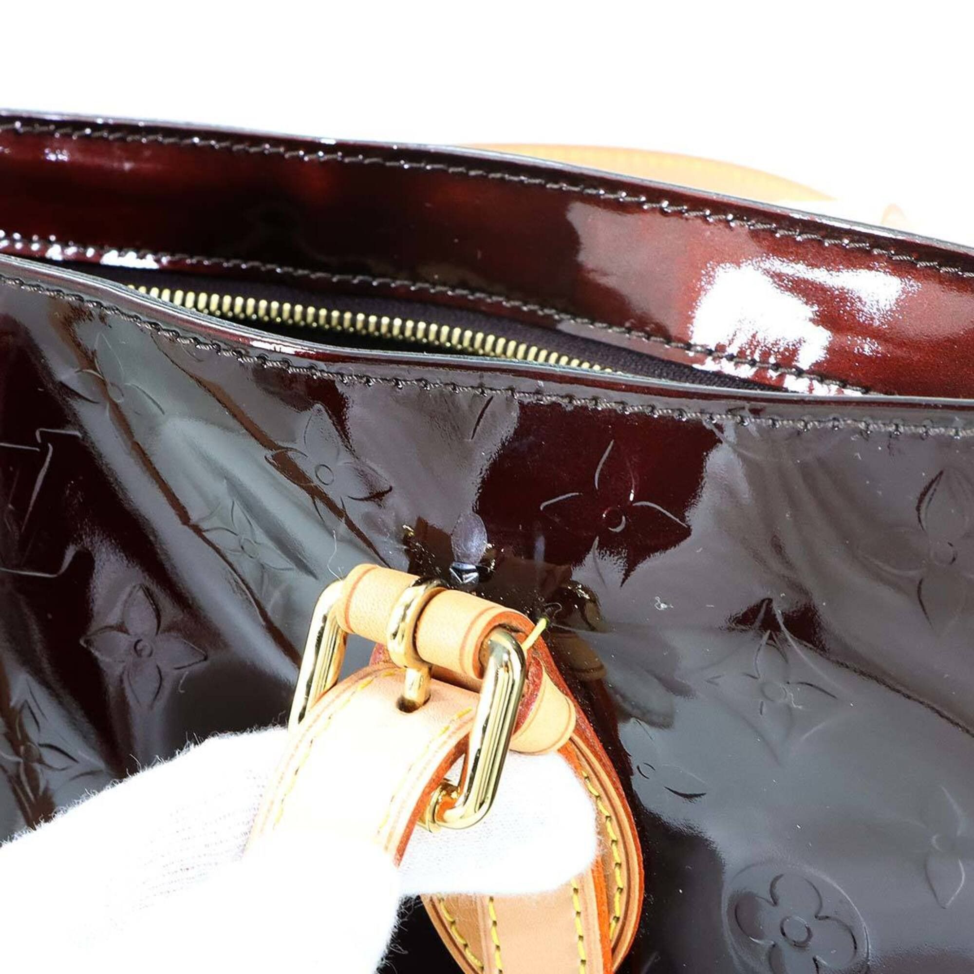 Louis Vuitton Louis Vuitton Monogram Vernis Brentwood Tote Handbag, Leather, Amarante, M91994, Gold Hardware Size ONE SIZE - 9 Thumbnail