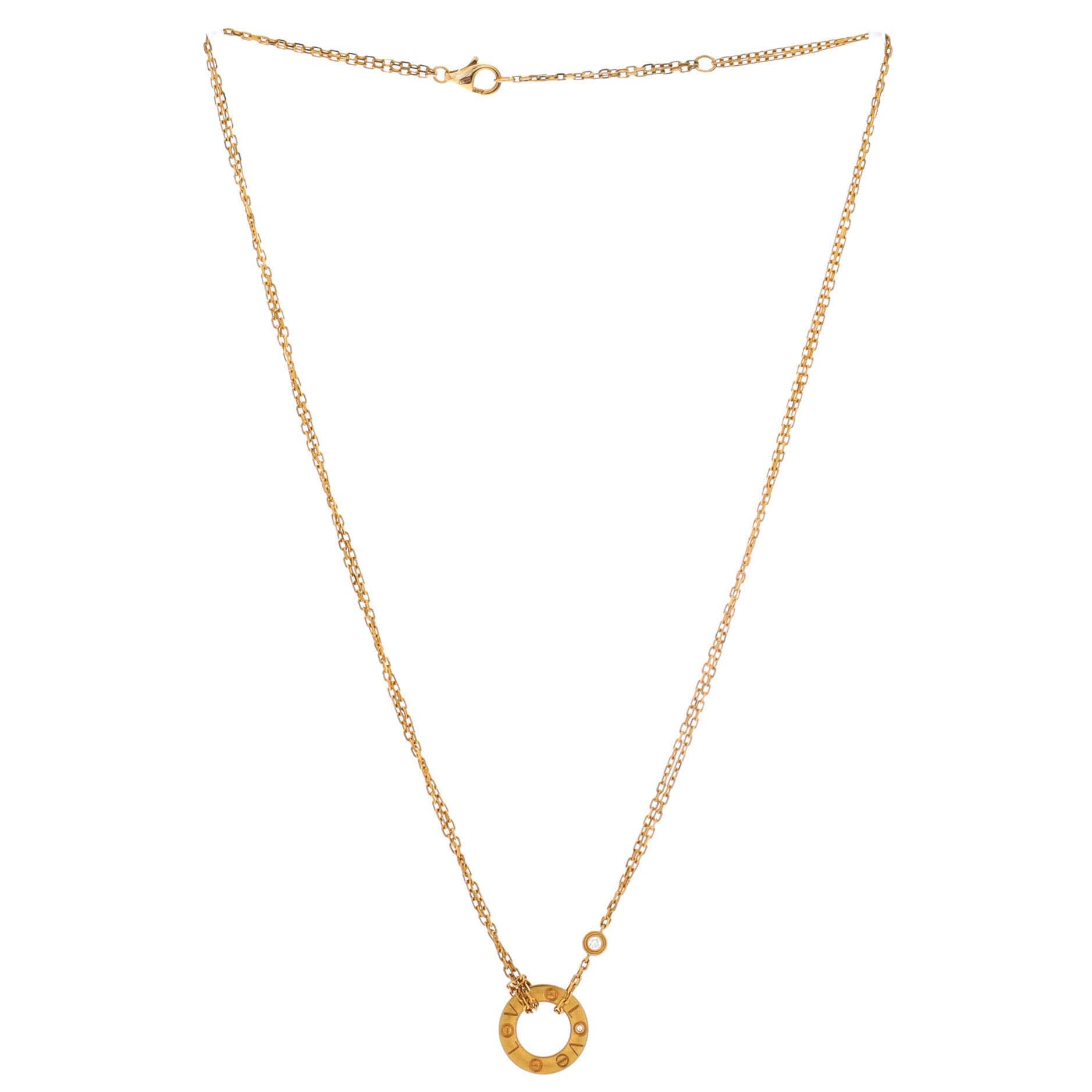 Cartier 2 Diamonds Love Pendant Necklace Size ONE SIZE - 3 Thumbnail