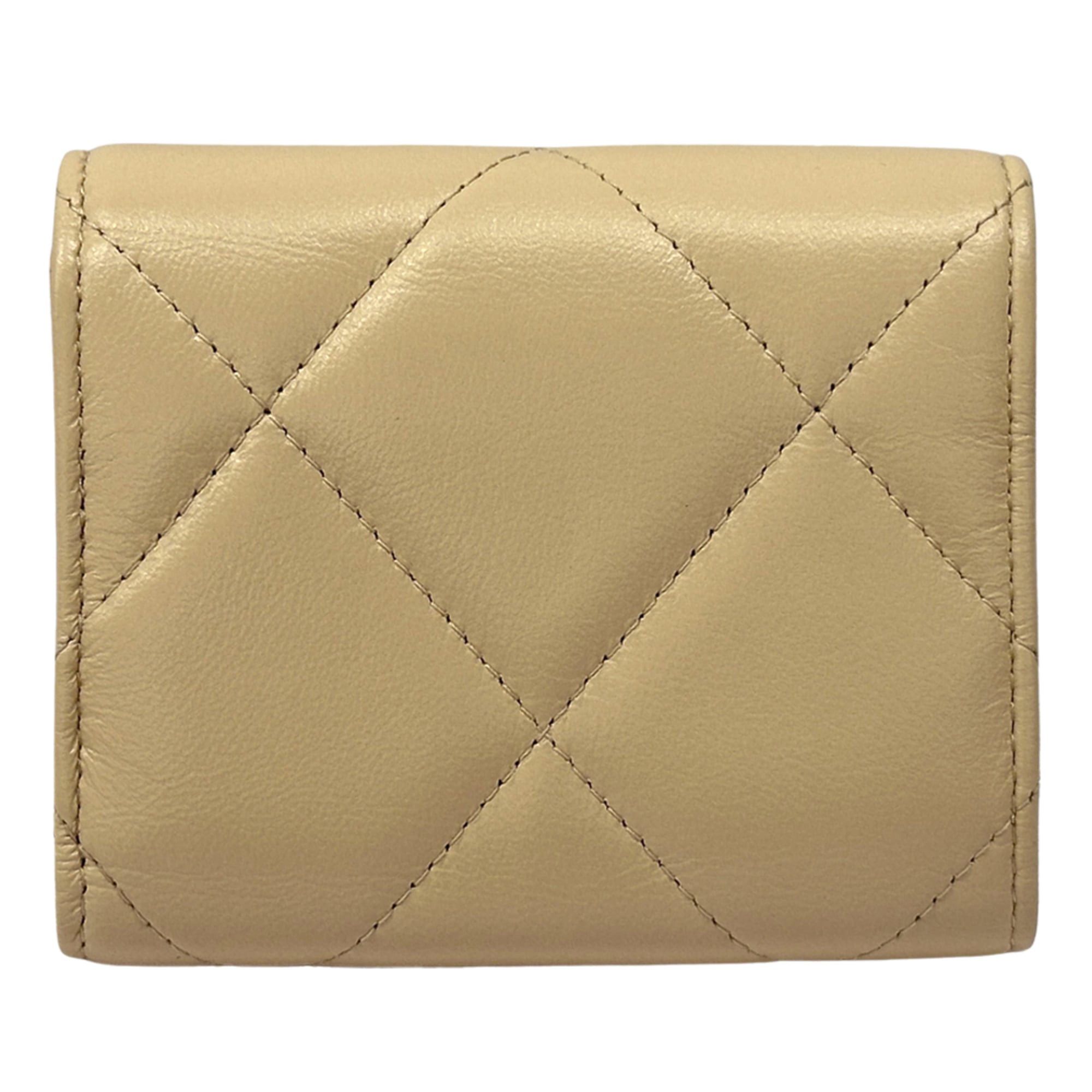 Chanel Chanel Wallet 19 Women's Brand Bi-fold Lambskin Beige Gold Hardware Coco Mark Matelassé Tri-fold Size ONE SIZE - 2 Thumbnail