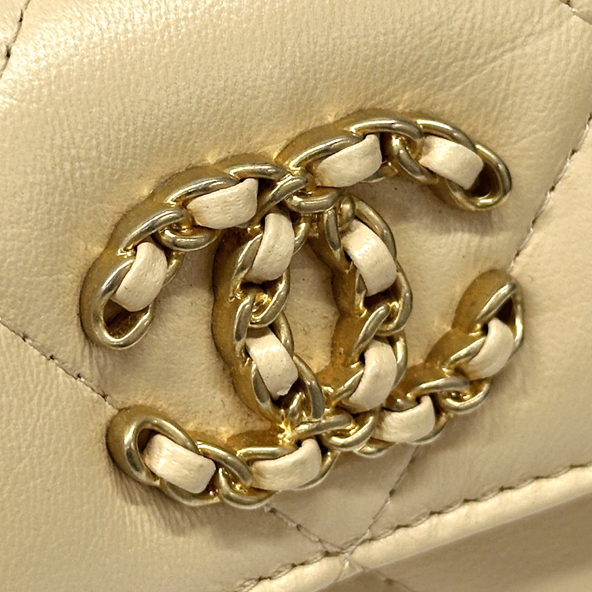 Chanel Chanel Wallet 19 Women's Brand Bi-fold Lambskin Beige Gold Hardware Coco Mark Matelassé Tri-fold Size ONE SIZE - 11 Thumbnail