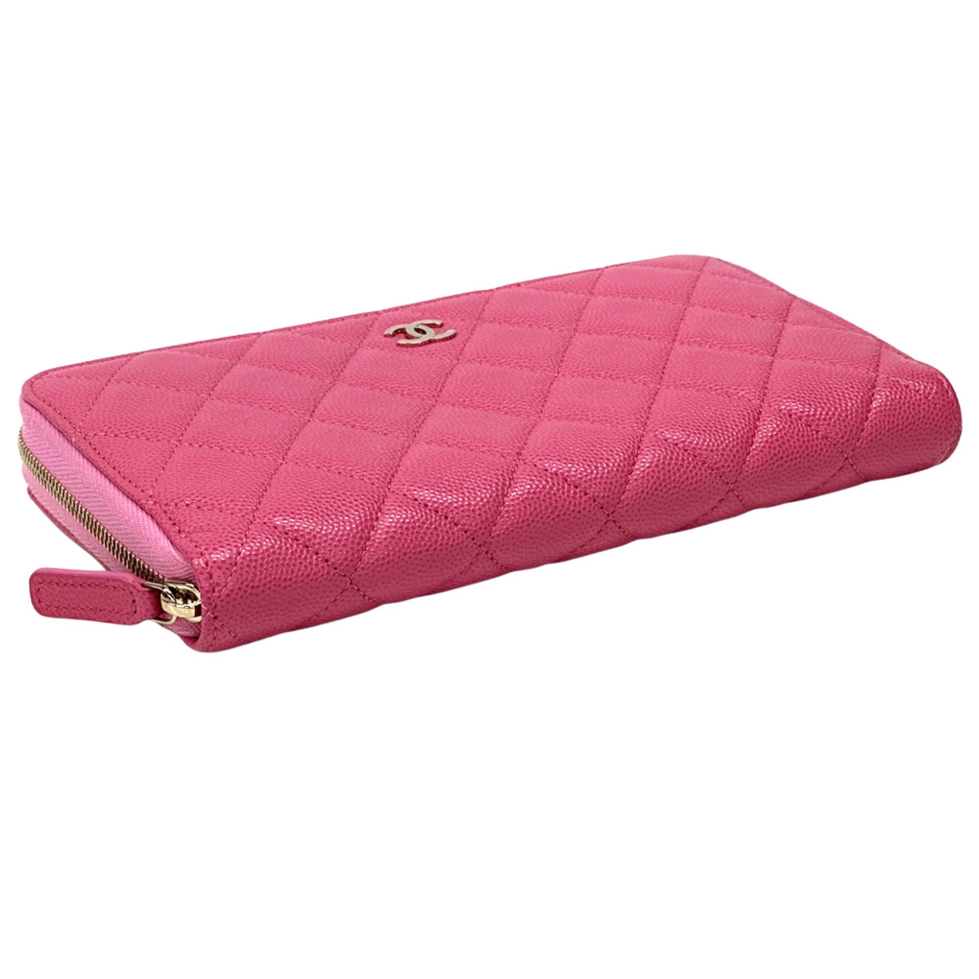 Chanel Chanel Matelassé Women's Long Wallet, Caviar Leather, Pink, Gold Hardware, Round Zipper Size ONE SIZE - 3 Thumbnail