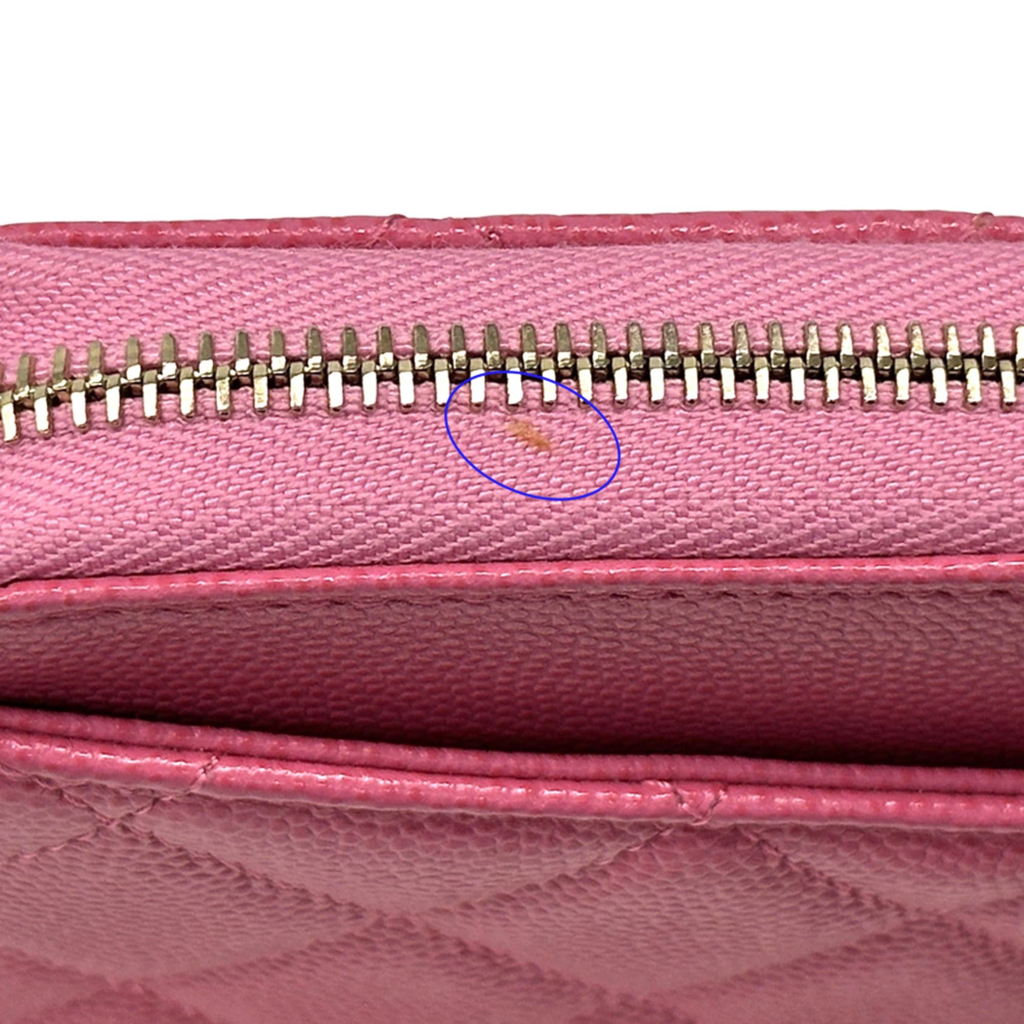 Chanel Chanel Matelassé Women's Long Wallet, Caviar Leather, Pink, Gold Hardware, Round Zipper Size ONE SIZE - 10 Thumbnail