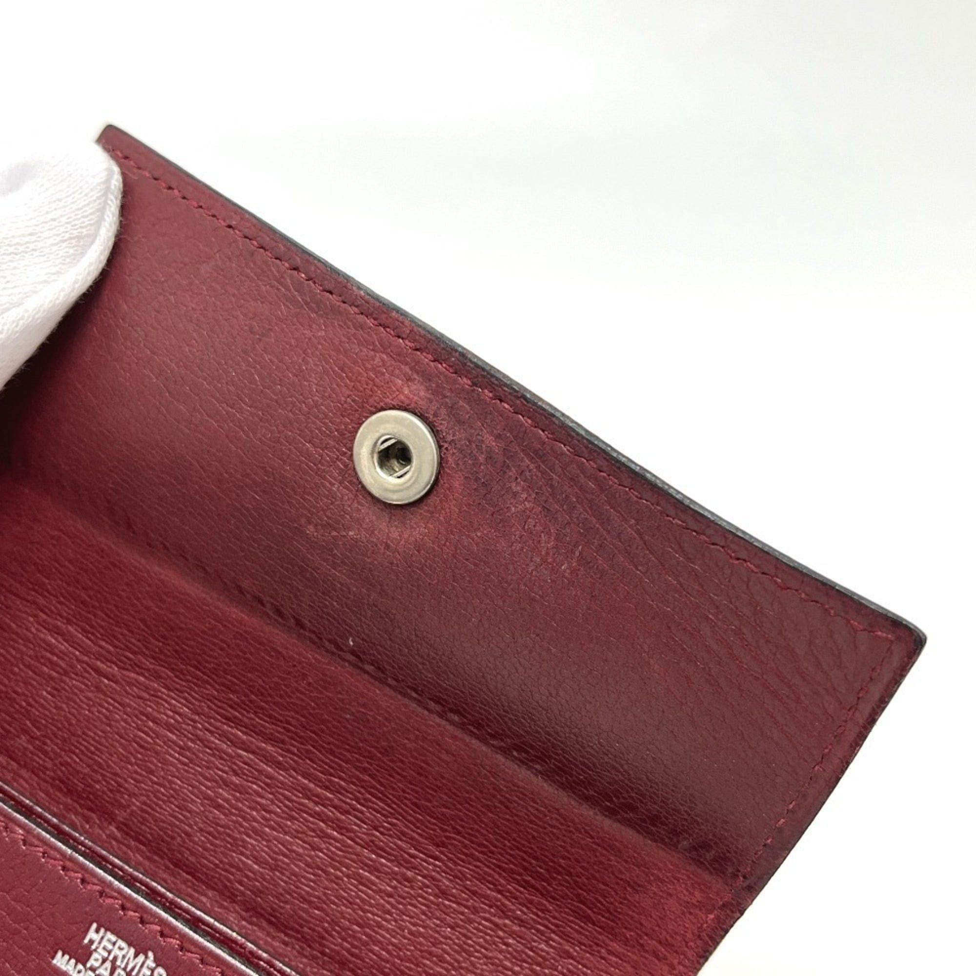 Hermes Hermes Sellier Business Card Holder, Leather, Women's, Rouge H, Silver Hardware Size ONE SIZE - 7 Thumbnail