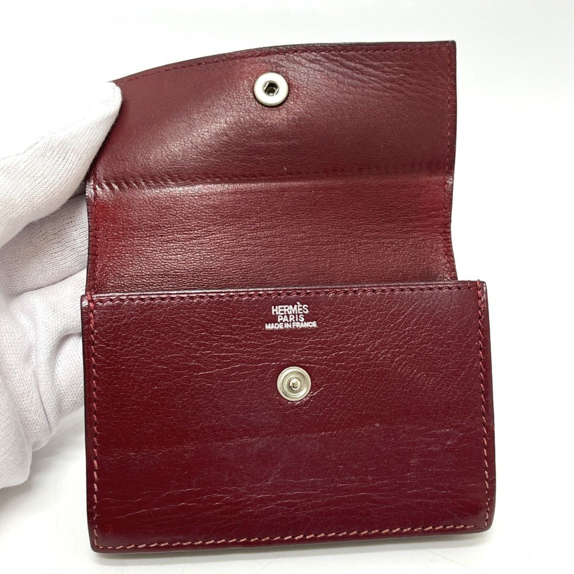 Hermes Hermes Sellier Business Card Holder, Leather, Women's, Rouge H, Silver Hardware Size ONE SIZE - 6 Thumbnail