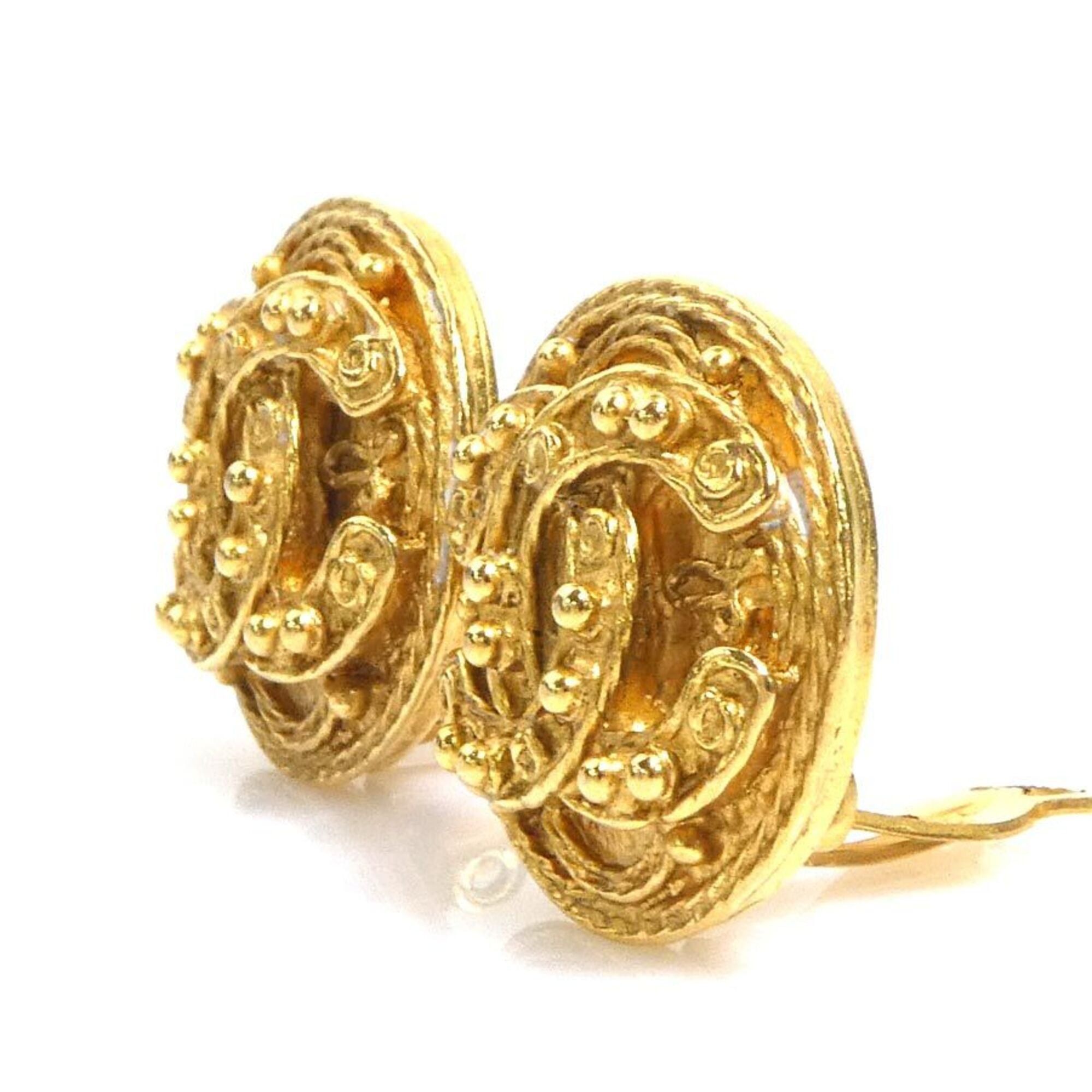 Chanel Chanel earrings, Coco Mark design, metal, gold, women's, free shipping, e61709a Size ONE SIZE - 3 Thumbnail