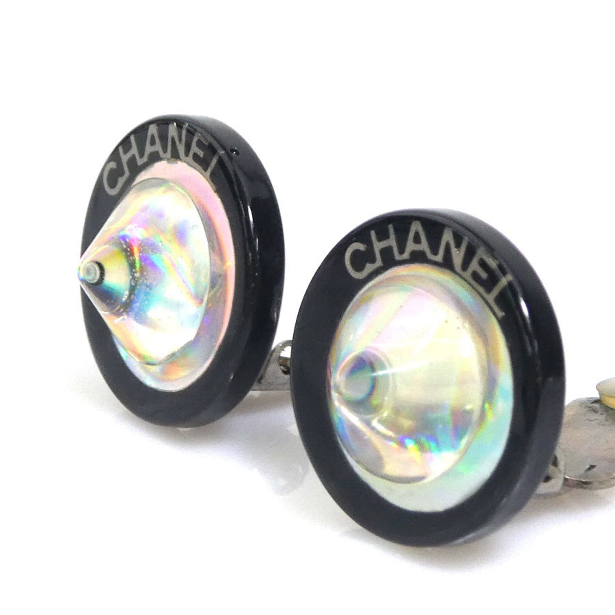 Chanel Chanel earrings, resin and metal, clear, black, silver, for women. Free shipping. e61711a Size ONE SIZE - 3 Thumbnail
