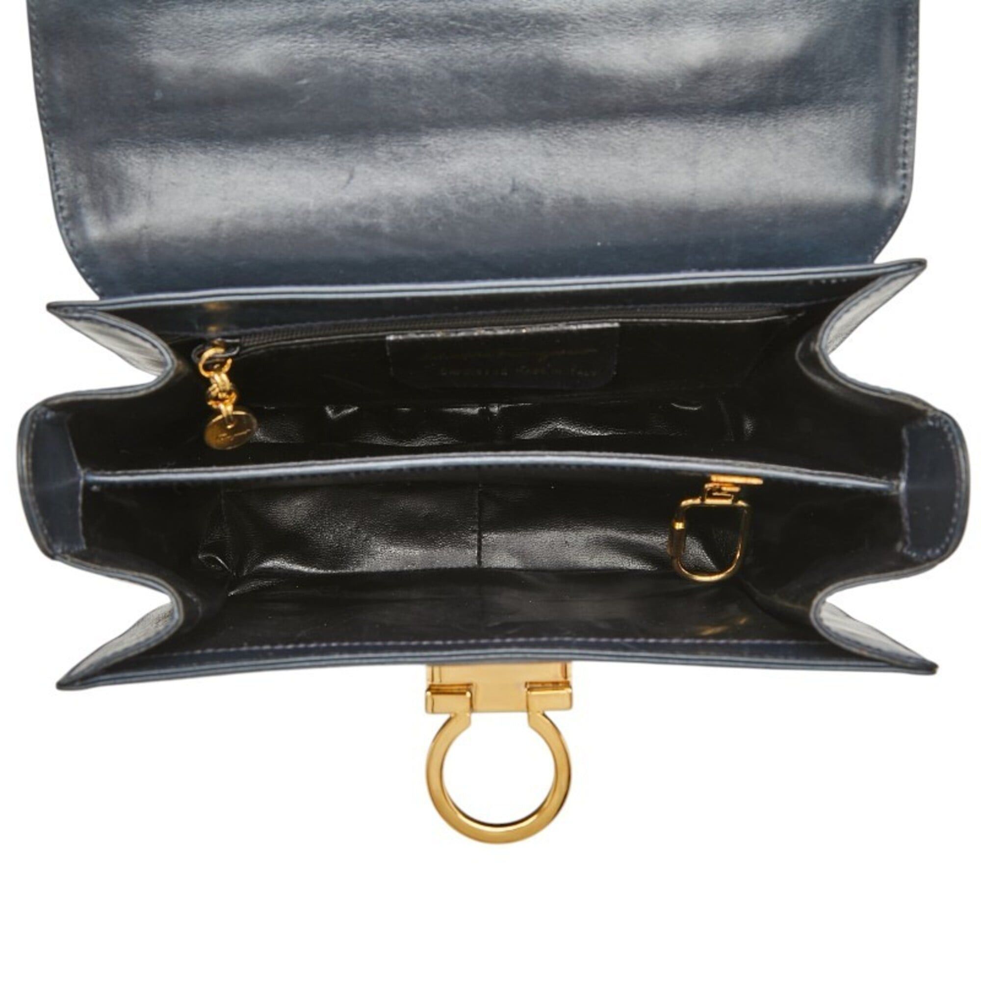 Salvatore Ferragamo Salvatore Ferragamo Gancini Handbag Shoulder Bag 2-Way Navy Leather Women's Size ONE SIZE - 11 Thumbnail
