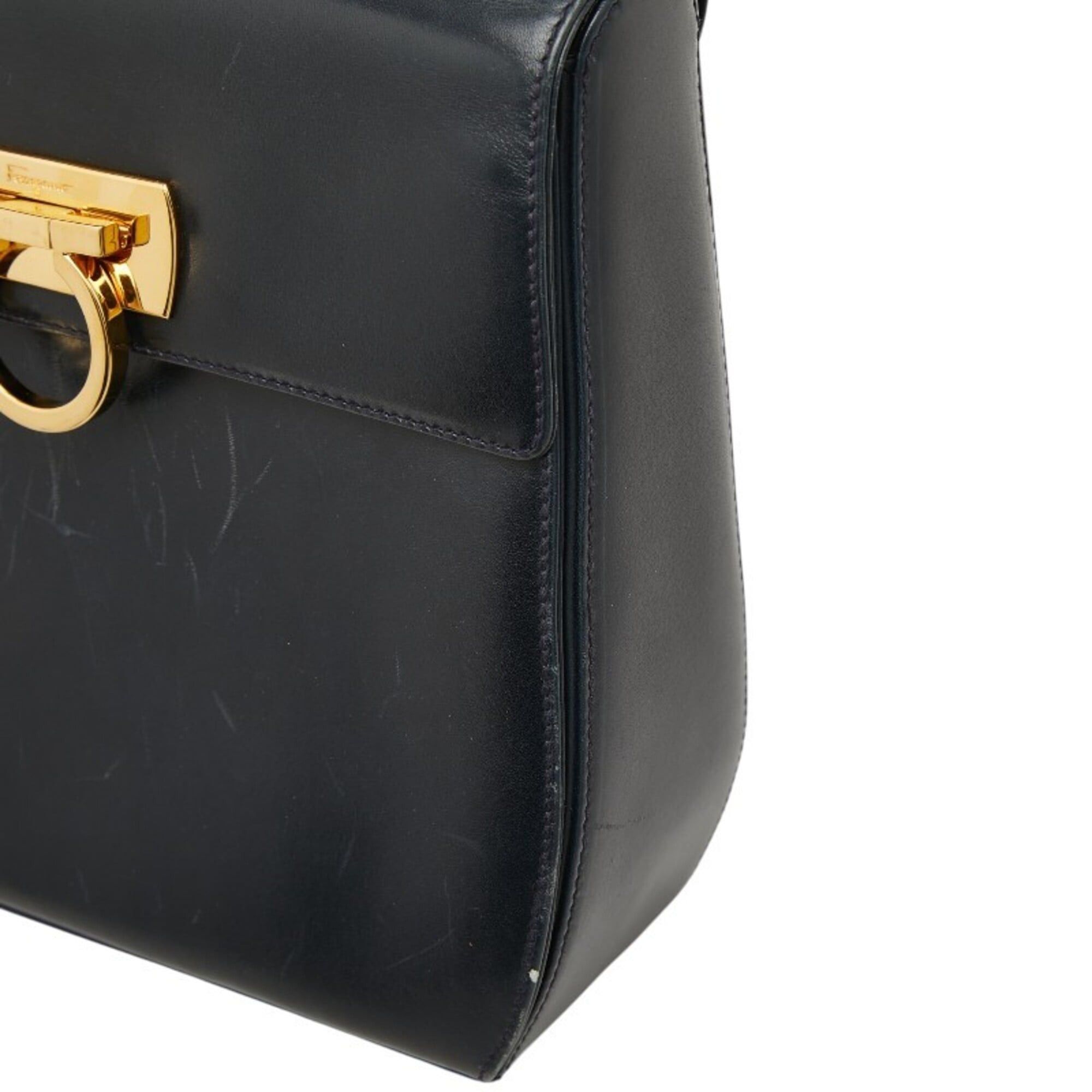 Salvatore Ferragamo Salvatore Ferragamo Gancini Handbag Shoulder Bag 2-Way Navy Leather Women's Size ONE SIZE - 8 Thumbnail