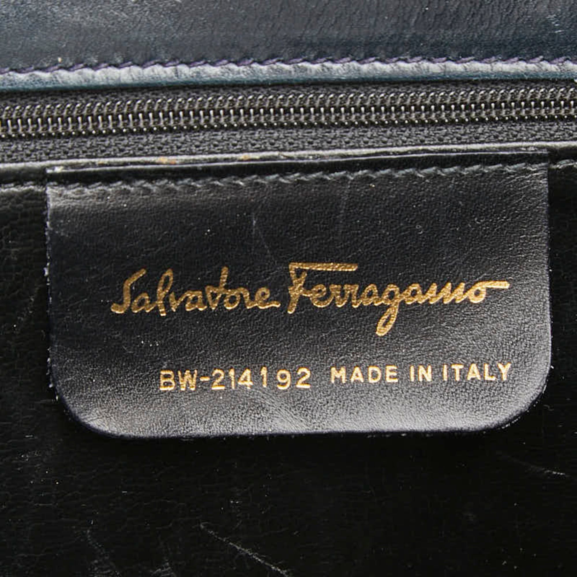 Salvatore Ferragamo Salvatore Ferragamo Gancini Handbag Shoulder Bag 2-Way Navy Leather Women's Size ONE SIZE - 12 Thumbnail