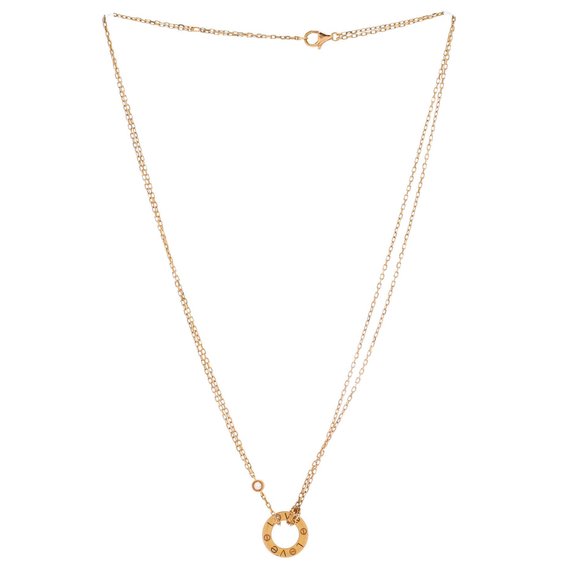 Cartier 2 Diamonds Love Pendant Necklace Size ONE SIZE - 2 Thumbnail