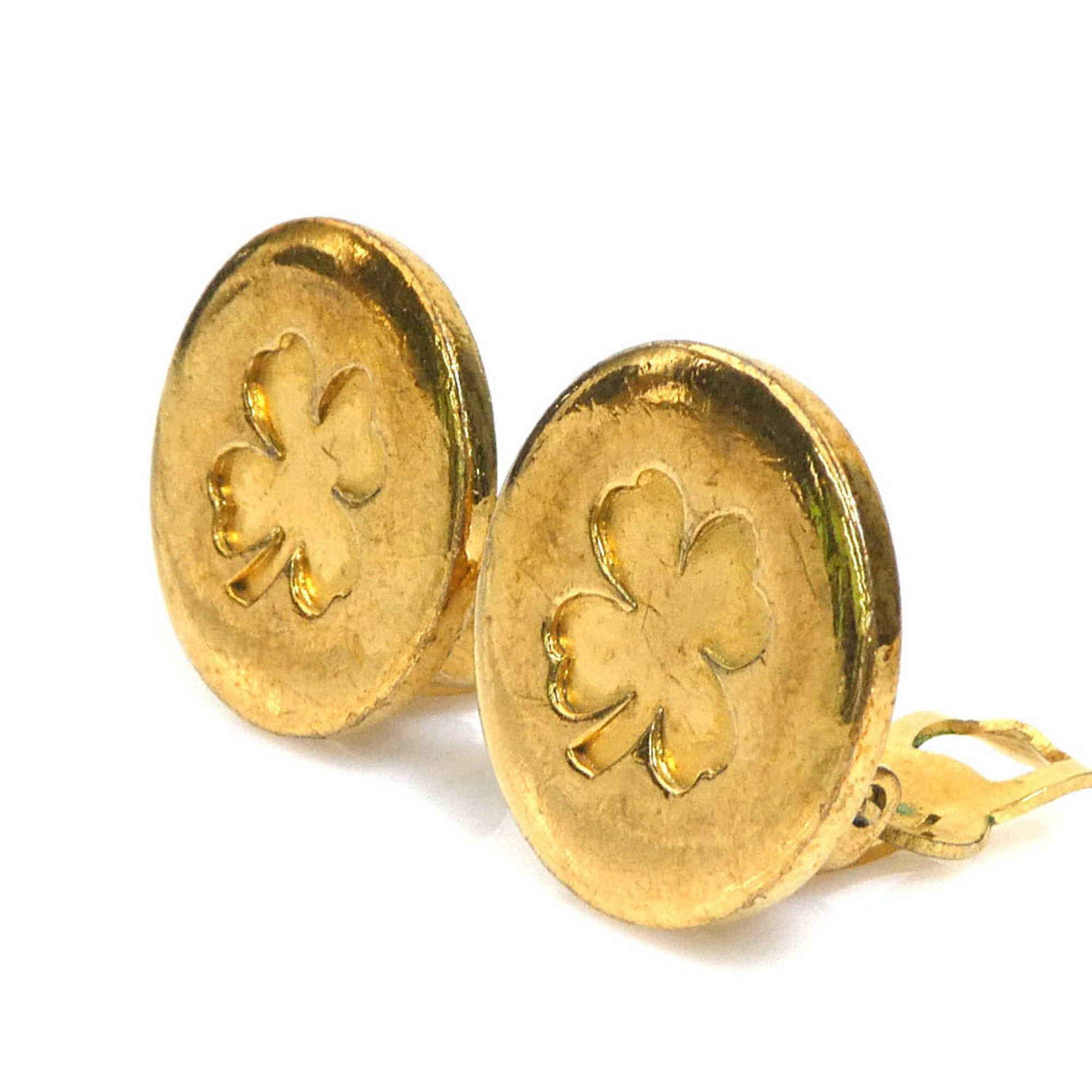 Chanel Chanel Clover Metal Earrings, Gold, Women's, Free Shipping e61710i Size ONE SIZE - 3 Thumbnail