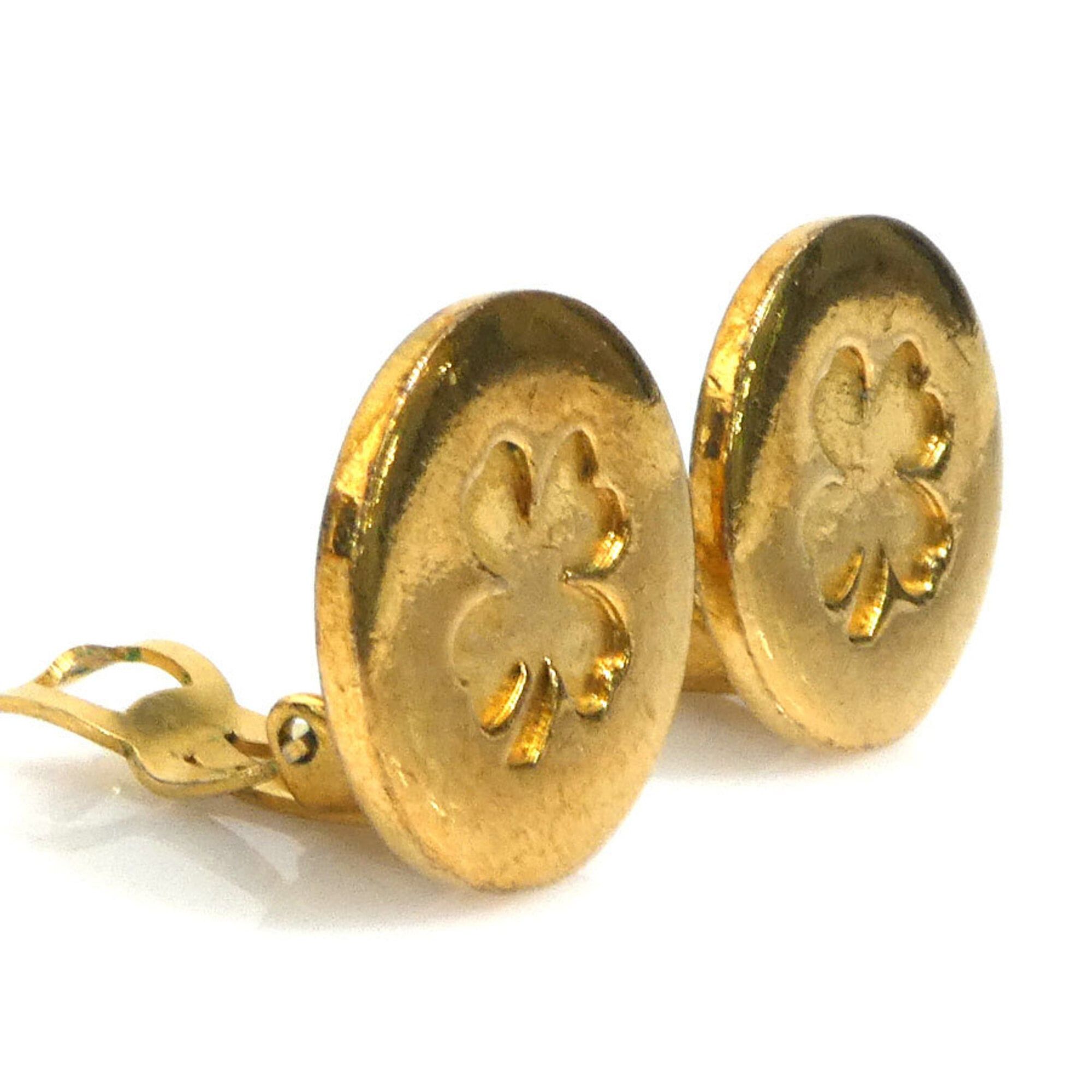 Chanel Chanel Clover Metal Earrings, Gold, Women's, Free Shipping e61710i Size ONE SIZE - 2 Thumbnail