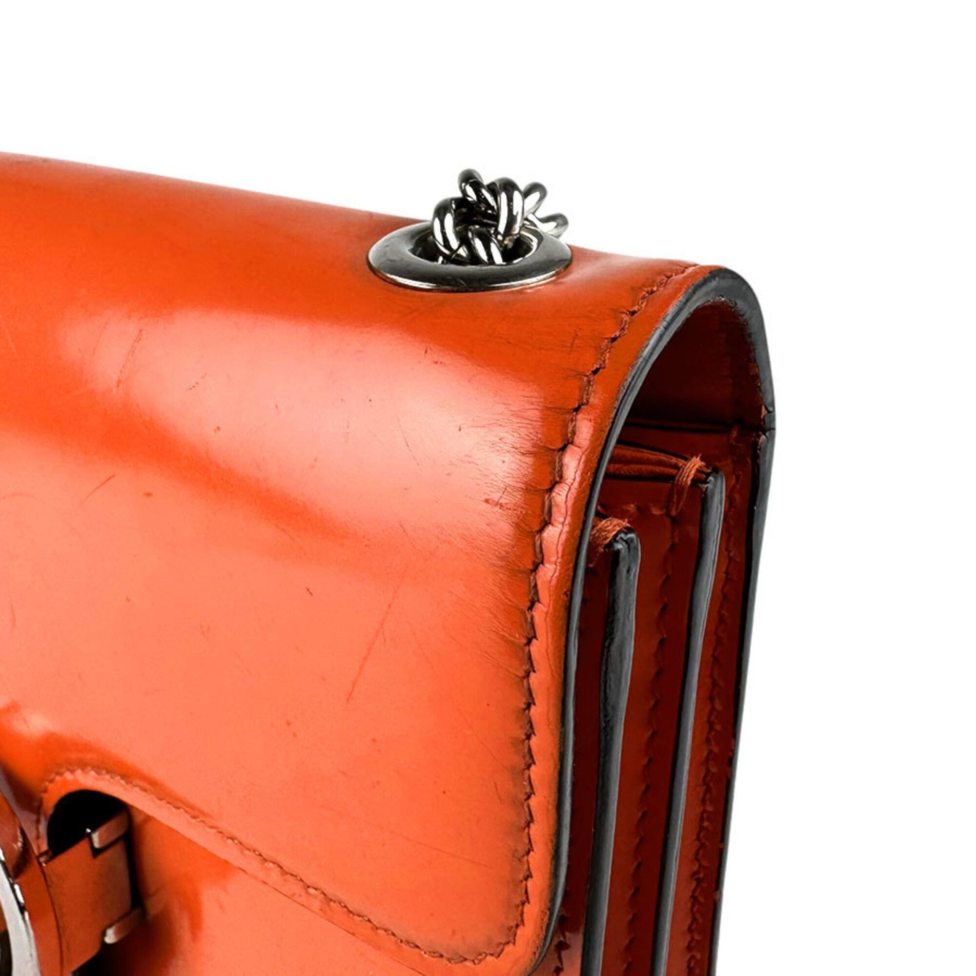 Gucci Gucci Interlocking G Shoulder Bag, Leather, Metal, Orange, Silver, Women's, 387609, Free Shipping, z9197 Size ONE SIZE - 7 Thumbnail