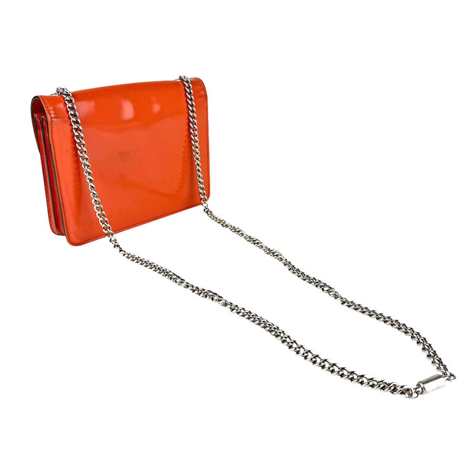 Gucci Gucci Interlocking G Shoulder Bag, Leather, Metal, Orange, Silver, Women's, 387609, Free Shipping, z9197 Size ONE SIZE - 10 Thumbnail
