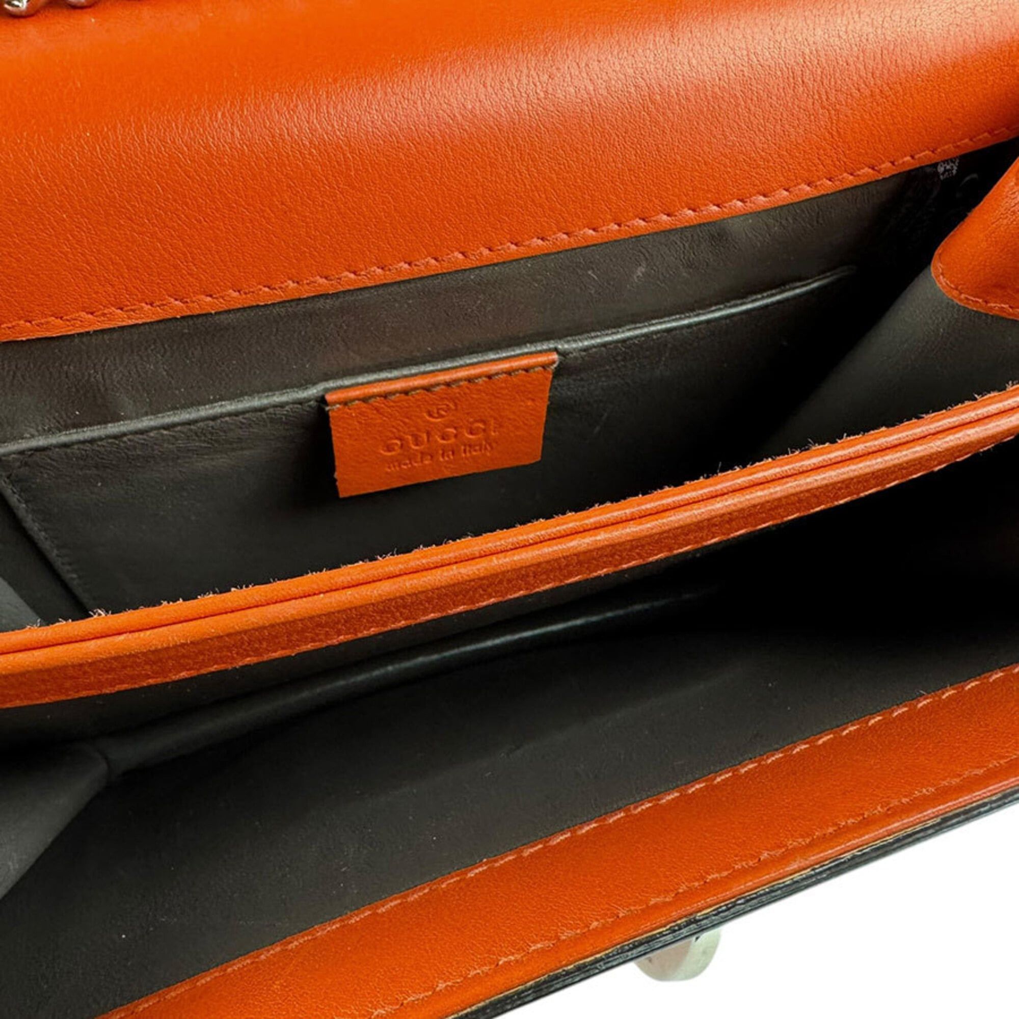 Gucci Gucci Interlocking G Shoulder Bag, Leather, Metal, Orange, Silver, Women's, 387609, Free Shipping, z9197 Size ONE SIZE - 5 Thumbnail