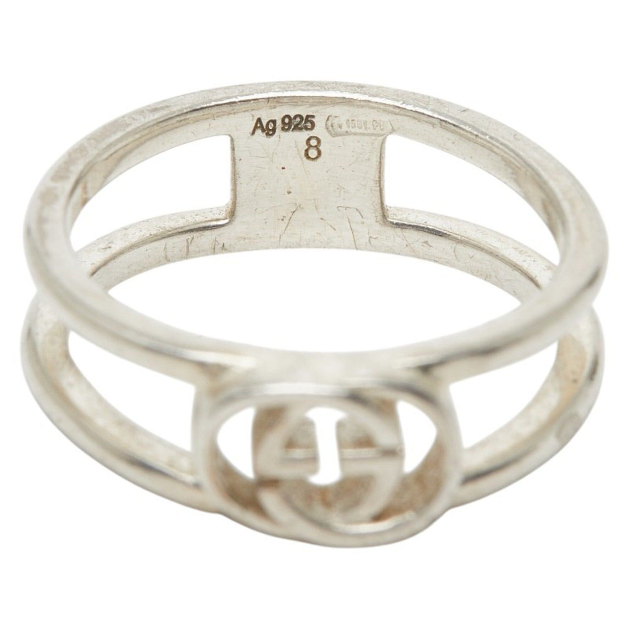 Gucci Gucci Interlocking G Wide Open Band Ring, Size #8, SV925 Silver, Women's. Size ONE SIZE - 6 Thumbnail