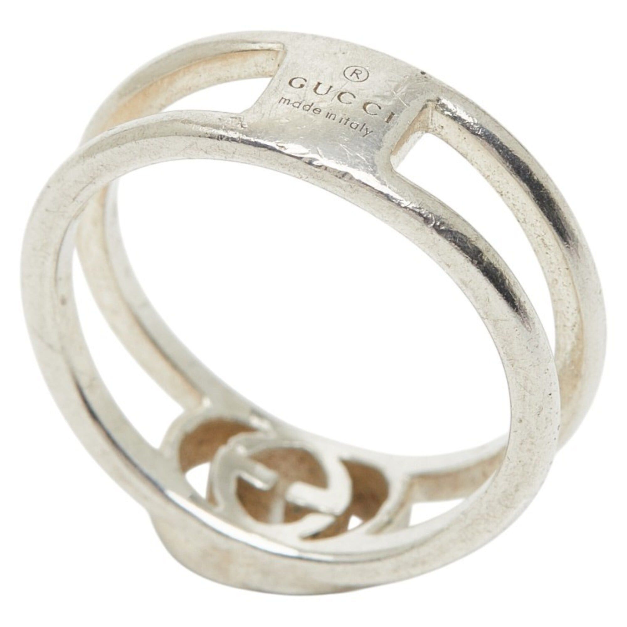 Gucci Gucci Interlocking G Wide Open Band Ring, Size #8, SV925 Silver, Women's. Size ONE SIZE - 5 Thumbnail