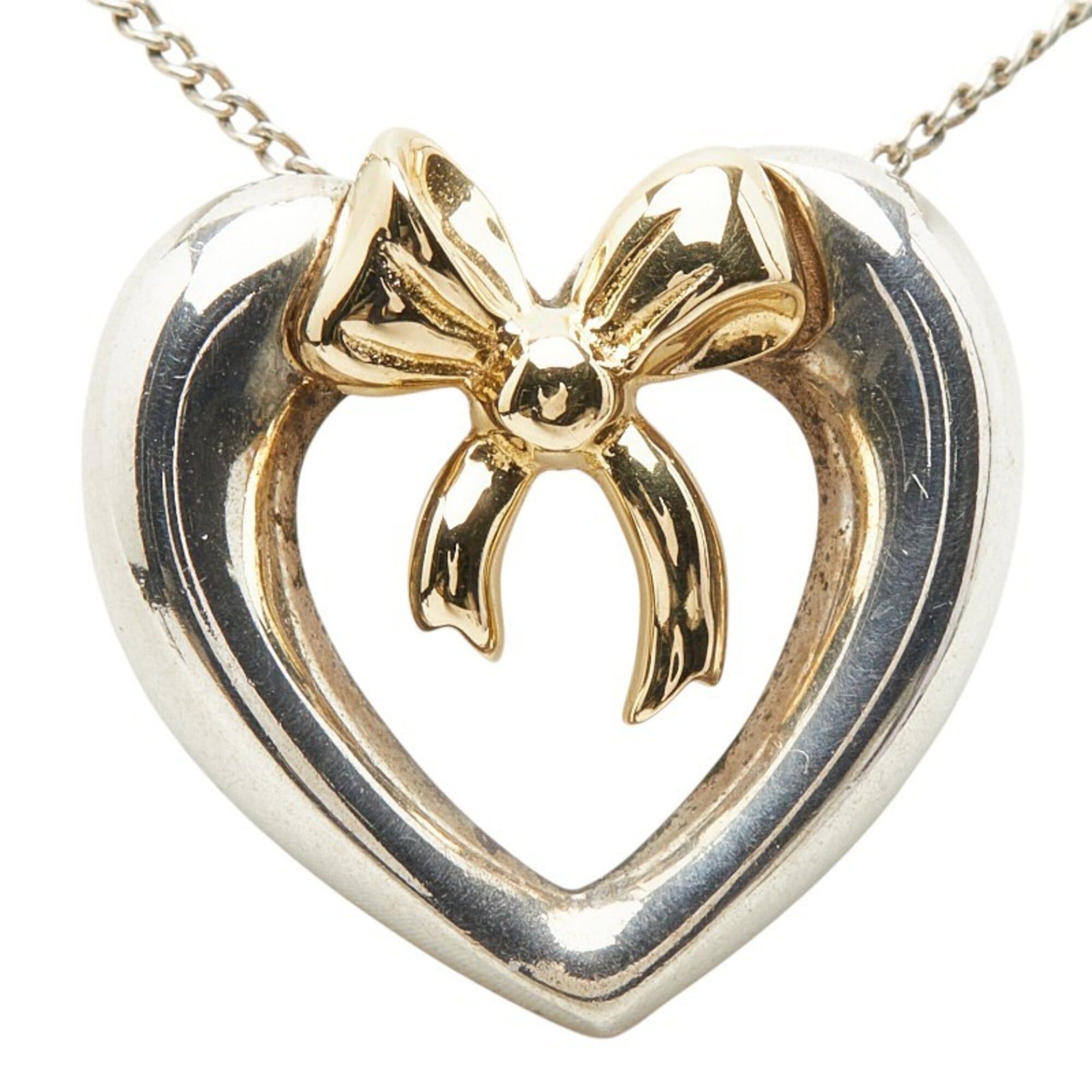 Tiffany & Co. Tiffany & Co. Heart Ribbon Necklace, Silver Gold (SV925, 18K Yellow Gold) - Women's Necklace Size ONE SIZE - 2 Thumbnail