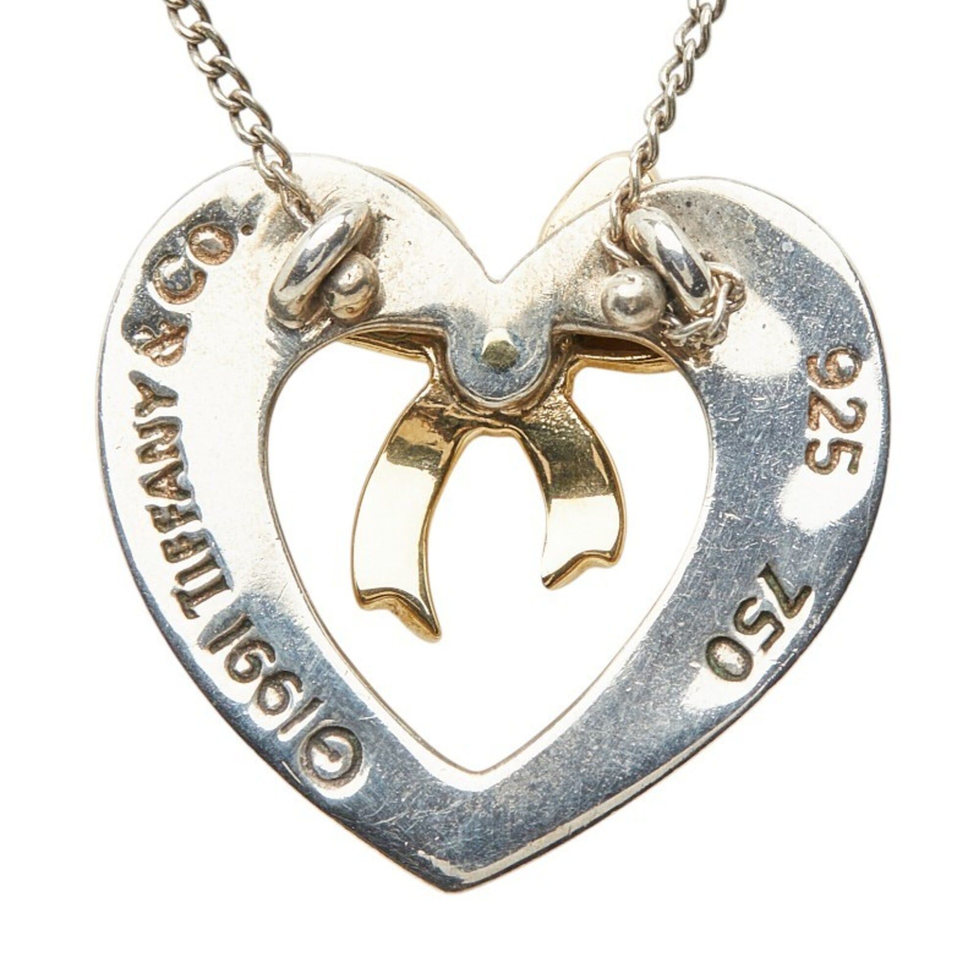 Tiffany & Co. Tiffany & Co. Heart Ribbon Necklace, Silver Gold (SV925, 18K Yellow Gold) - Women's Necklace Size ONE SIZE - 3 Thumbnail