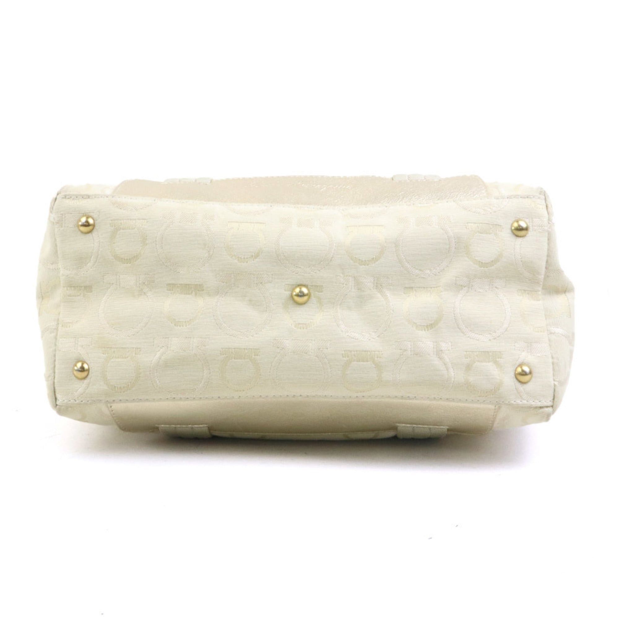 Salvatore Ferragamo Salvatore Ferragamo shoulder bag, Gancini design, canvas and leather, light beige gold, women's, free shipping, e61701a Size ONE SIZE - 4 Thumbnail