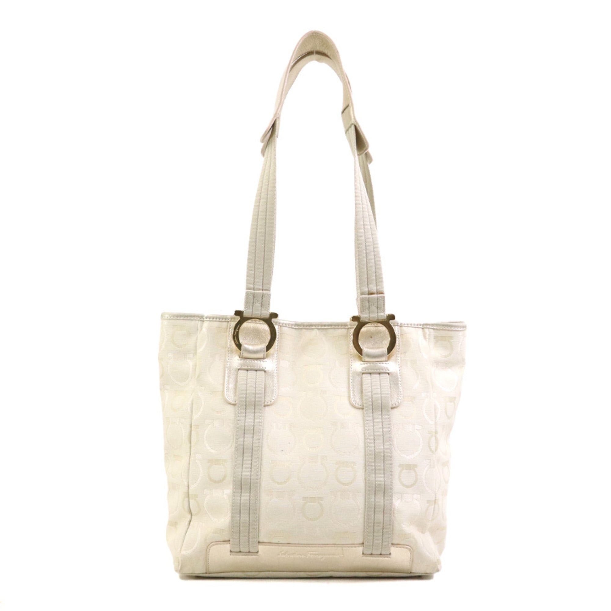 Salvatore Ferragamo Salvatore Ferragamo shoulder bag, Gancini design, canvas and leather, light beige gold, women's, free shipping, e61701a Size ONE SIZE - 3 Thumbnail