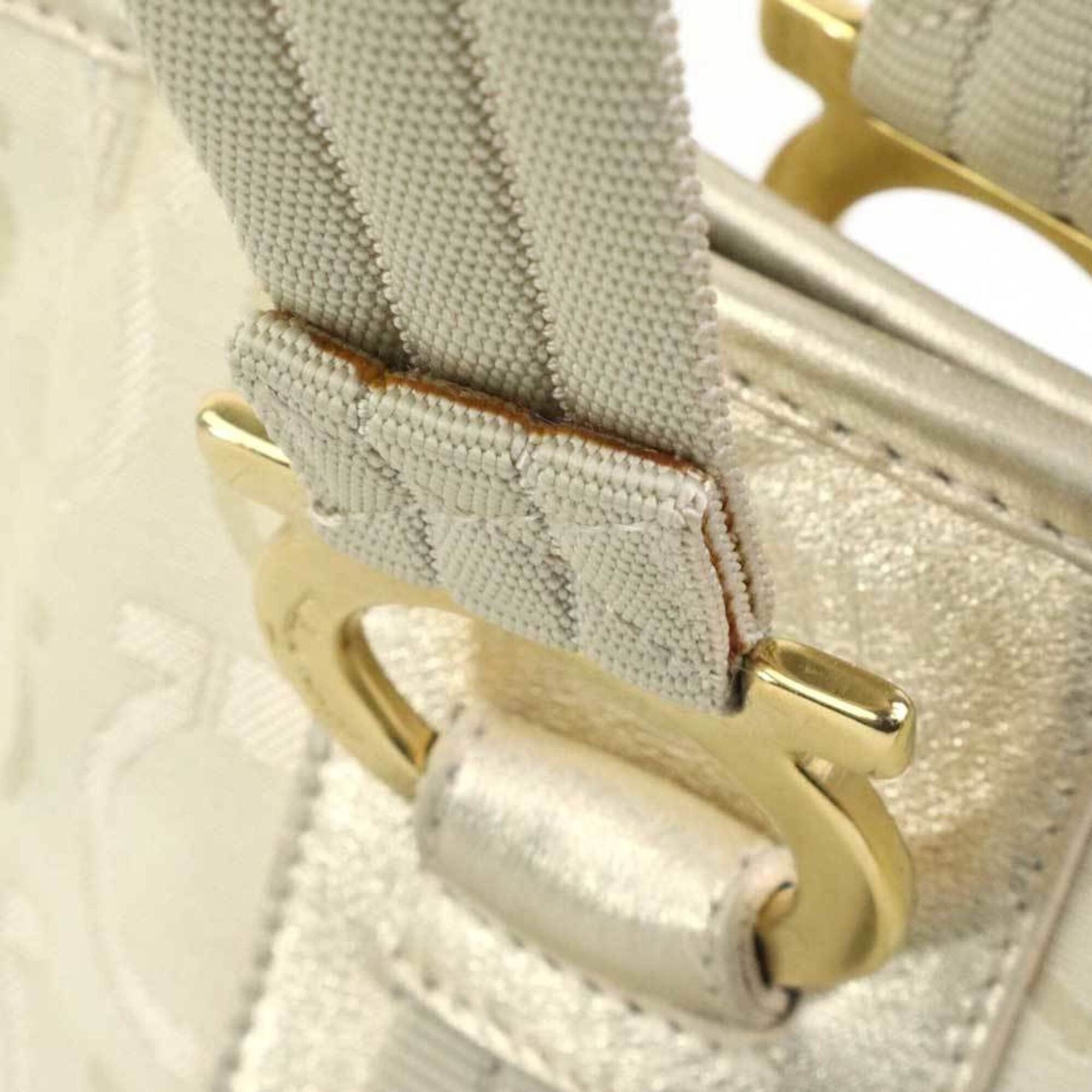 Salvatore Ferragamo Salvatore Ferragamo shoulder bag, Gancini design, canvas and leather, light beige gold, women's, free shipping, e61701a Size ONE SIZE - 13 Thumbnail