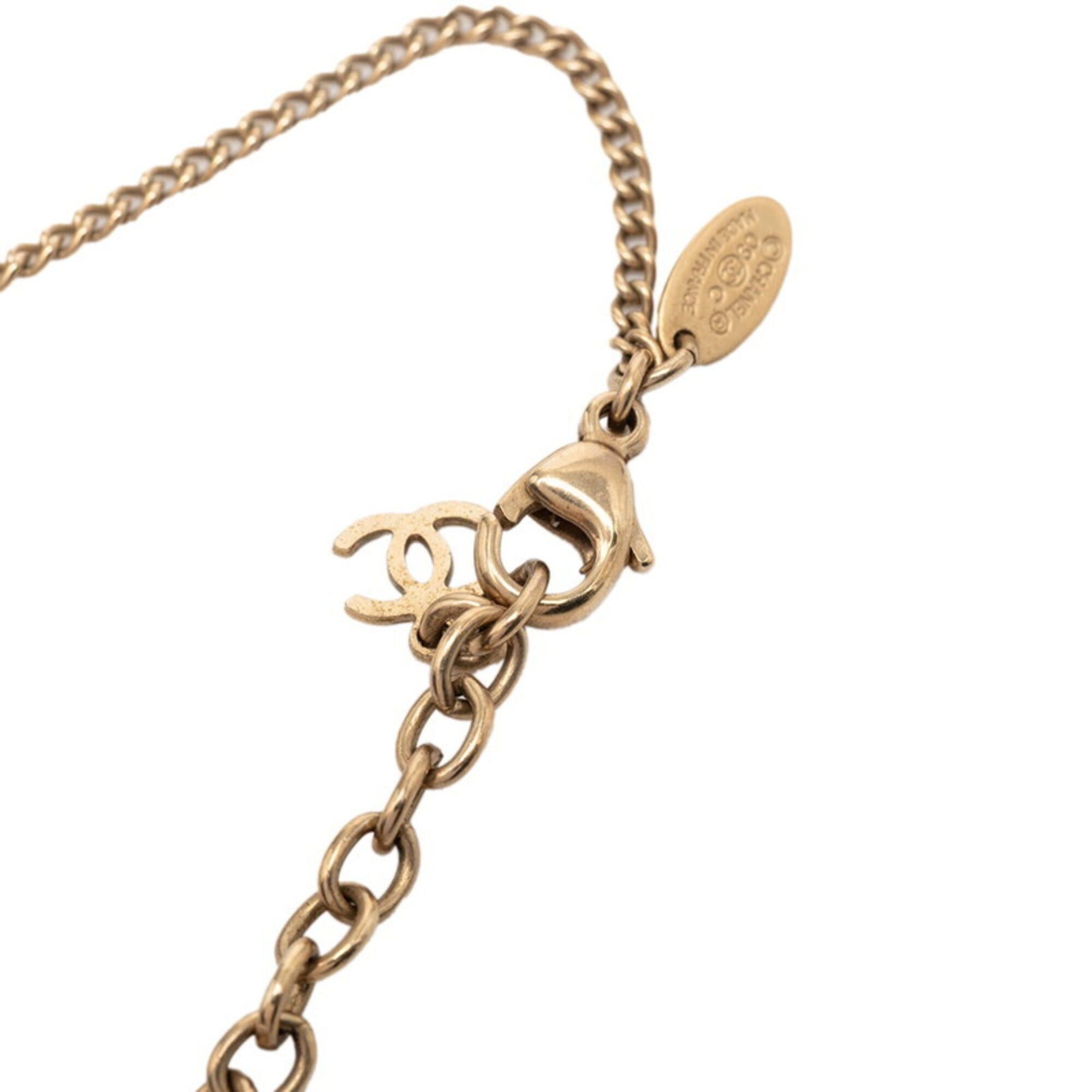 Chanel Chanel Coco Mark Dome Necklace, Gold and Pink Plated Rhinestones, Women's CHANEL Size ONE SIZE - 4 Thumbnail