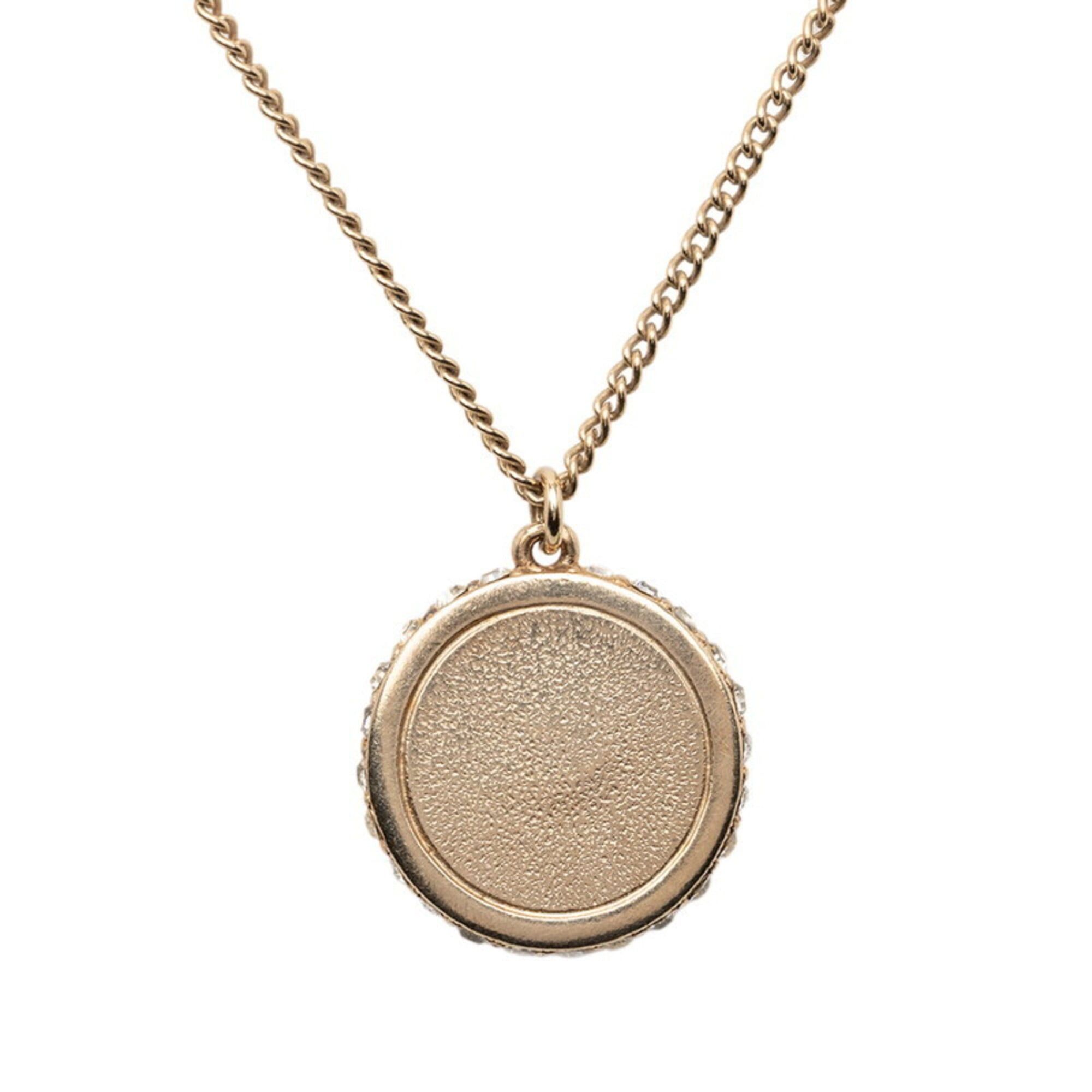Chanel Chanel Coco Mark Dome Necklace, Gold and Pink Plated Rhinestones, Women's CHANEL Size ONE SIZE - 2 Thumbnail