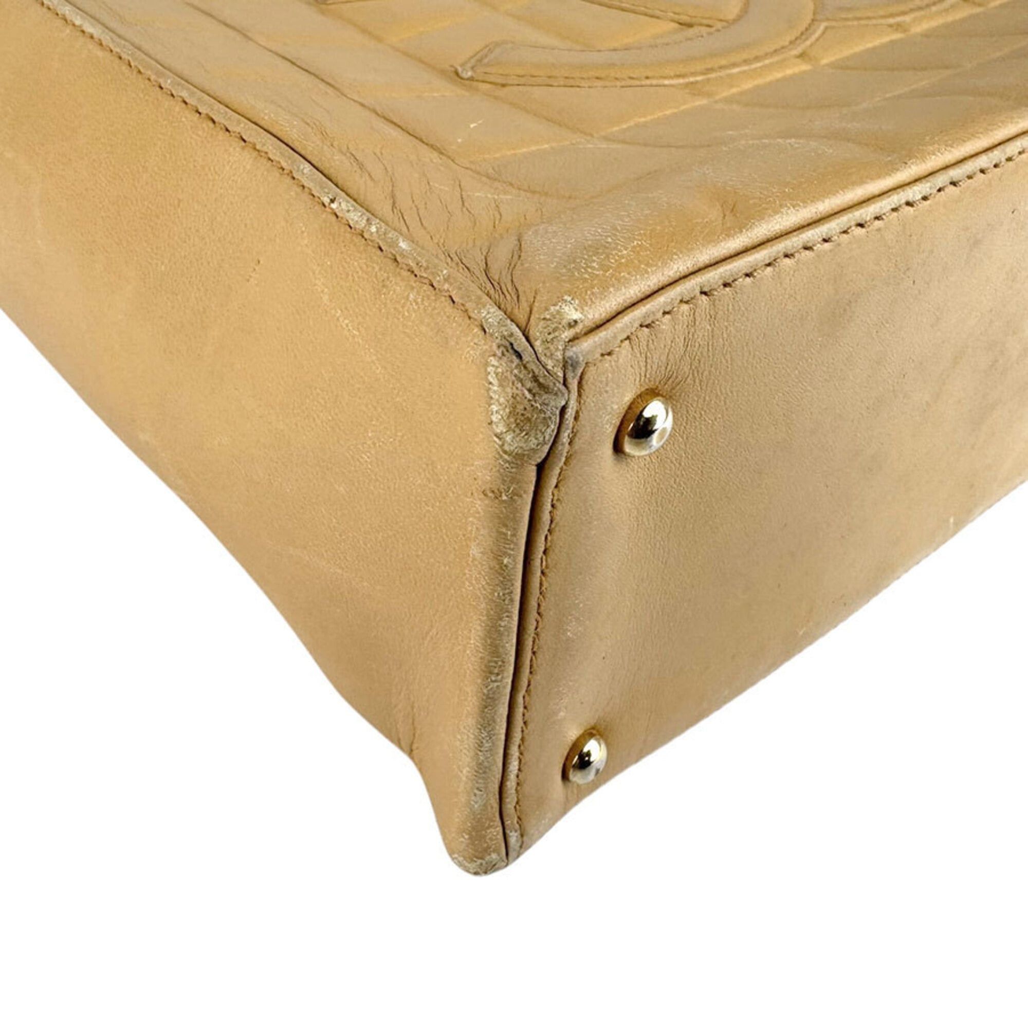 Chanel Chanel Shoulder Bag Tote Chocolate Bar Leather Beige Gold Women's Free Shipping z9200 Size ONE SIZE - 8 Thumbnail