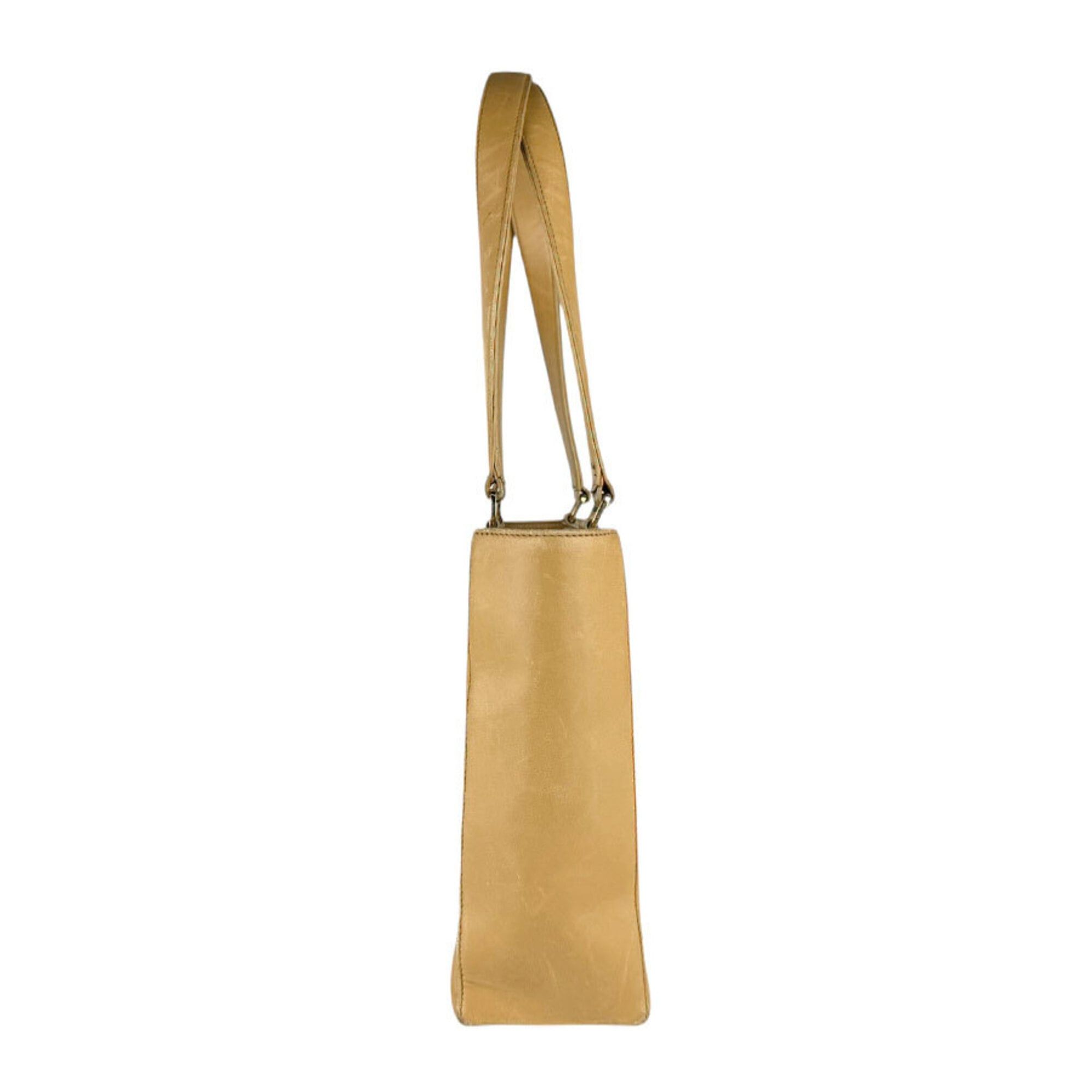 Chanel Chanel Shoulder Bag Tote Chocolate Bar Leather Beige Gold Women's Free Shipping z9200 Size ONE SIZE - 2 Thumbnail