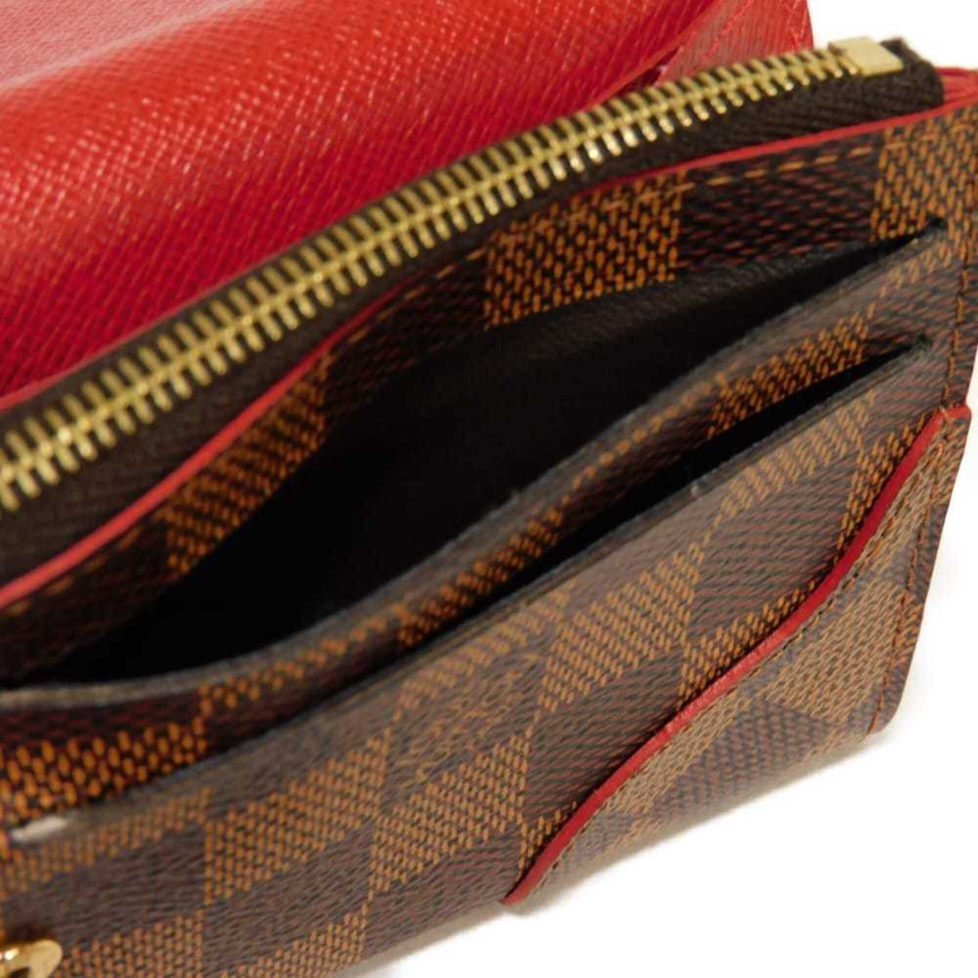 Louis Vuitton Louis Vuitton Long Wallet Portefeuille Caïssa Ebene Brown Red Bicolor Bi-fold Snap Button Damier Cerise N61221 Men's Women's Size ONE SIZE - 18 Thumbnail