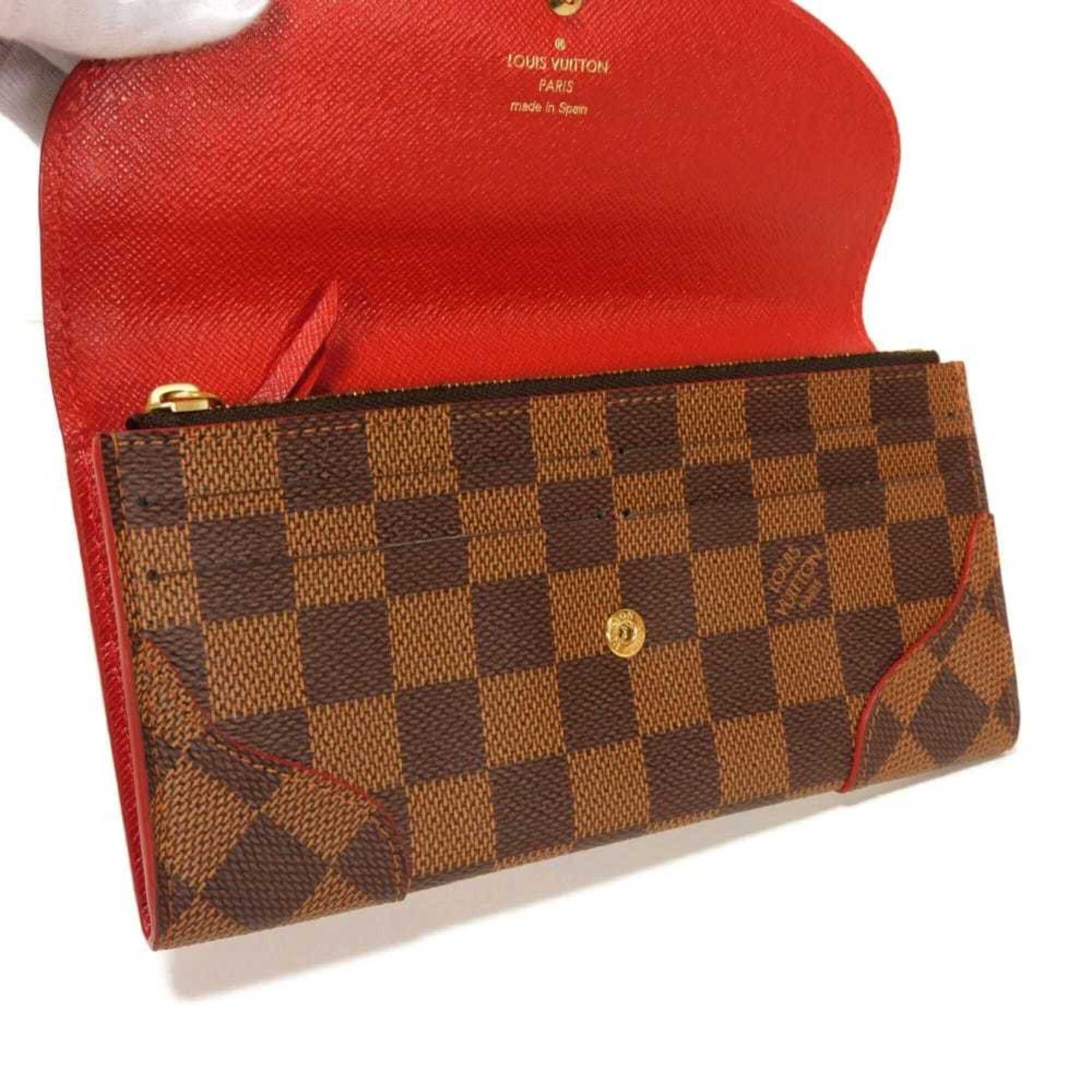 Louis Vuitton Louis Vuitton Long Wallet Portefeuille Caïssa Ebene Brown Red Bicolor Bi-fold Snap Button Damier Cerise N61221 Men's Women's Size ONE SIZE - 6 Thumbnail
