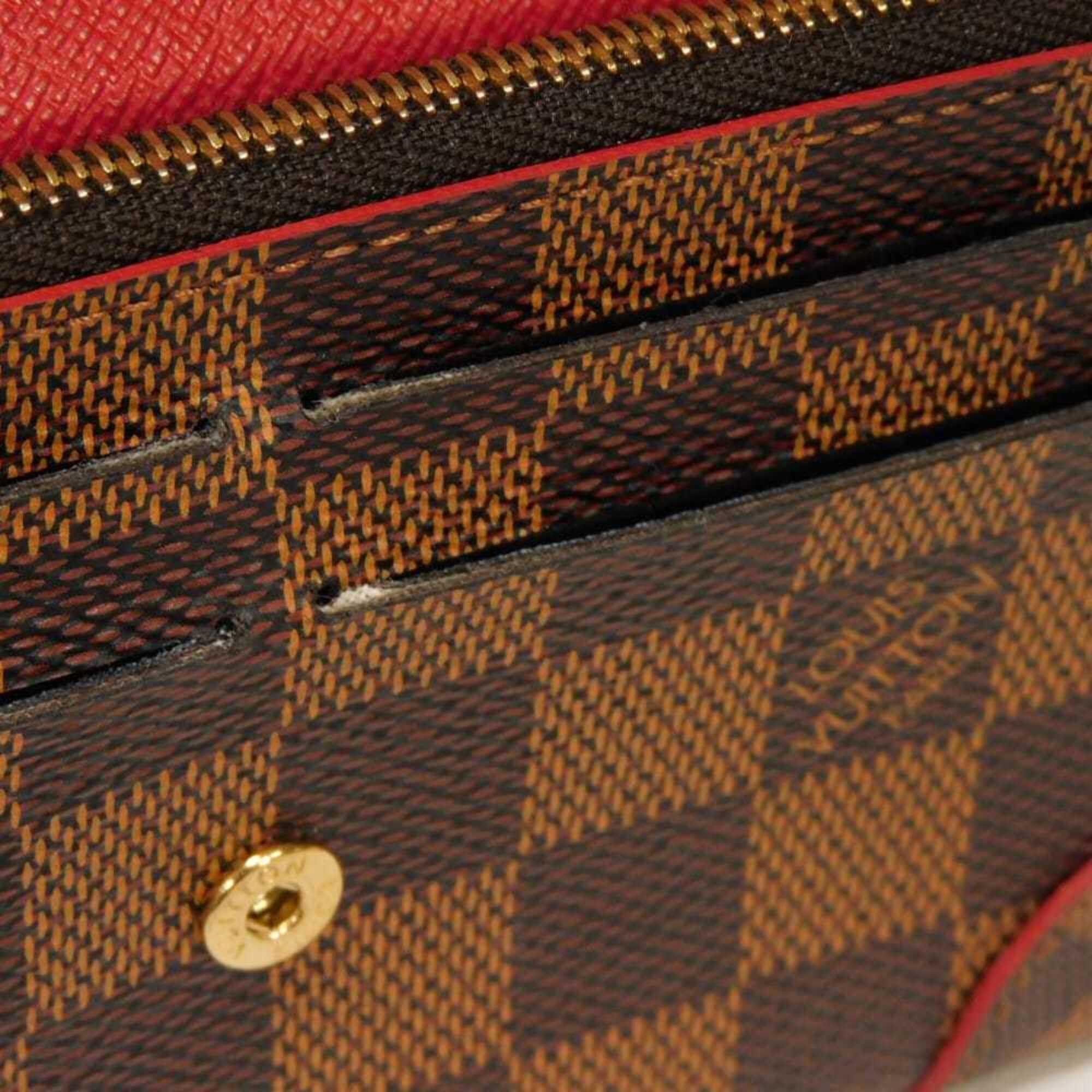 Louis Vuitton Louis Vuitton Long Wallet Portefeuille Caïssa Ebene Brown Red Bicolor Bi-fold Snap Button Damier Cerise N61221 Men's Women's Size ONE SIZE - 17 Thumbnail