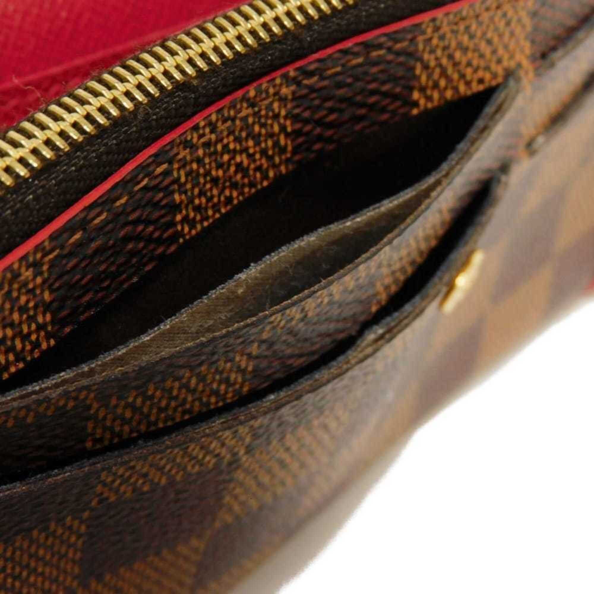 Louis Vuitton Louis Vuitton Long Wallet Portefeuille Caïssa Ebene Brown Red Bicolor Bi-fold Snap Button Damier Cerise N61221 Men's Women's Size ONE SIZE - 19 Thumbnail