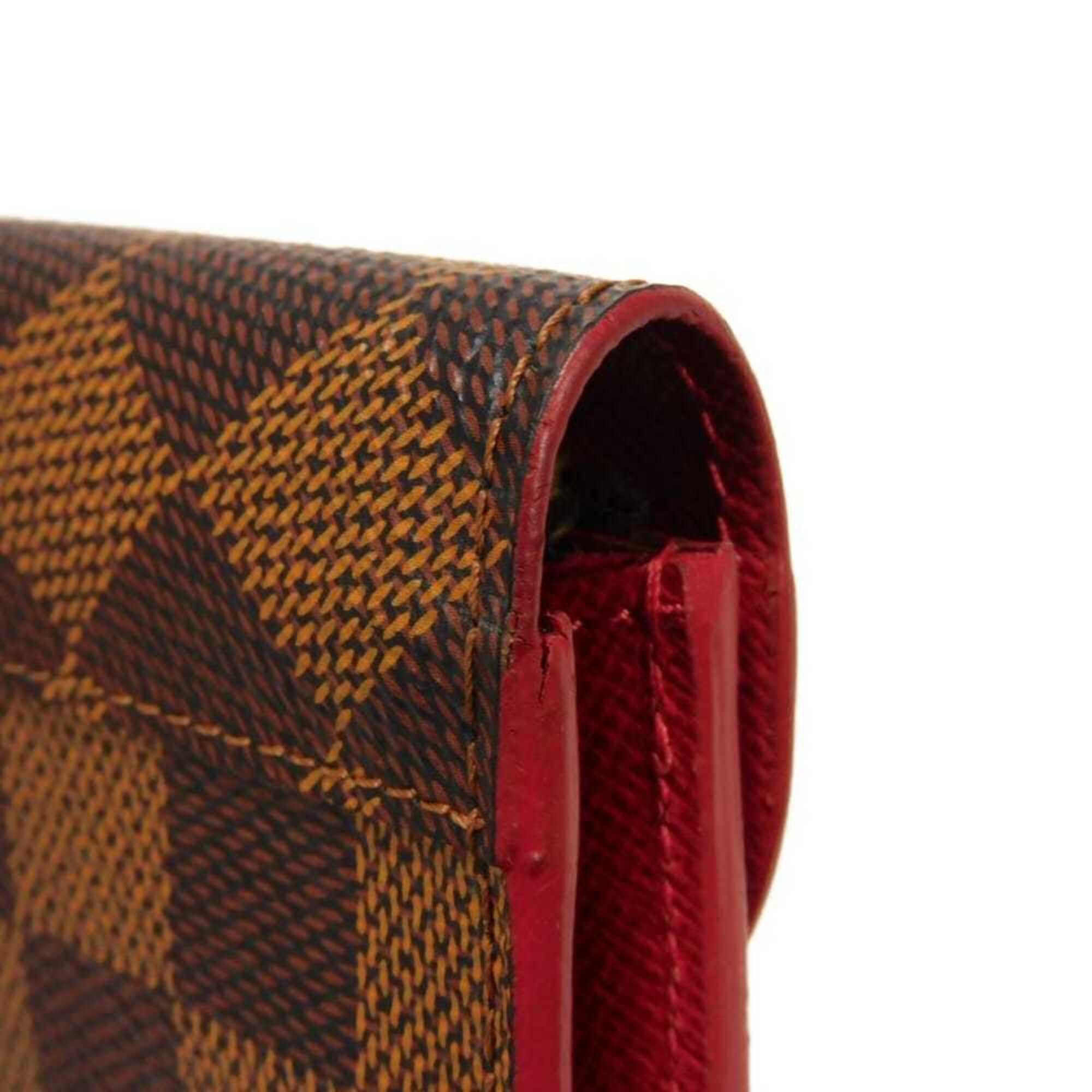 Louis Vuitton Louis Vuitton Long Wallet Portefeuille Caïssa Ebene Brown Red Bicolor Bi-fold Snap Button Damier Cerise N61221 Men's Women's Size ONE SIZE - 25 Thumbnail
