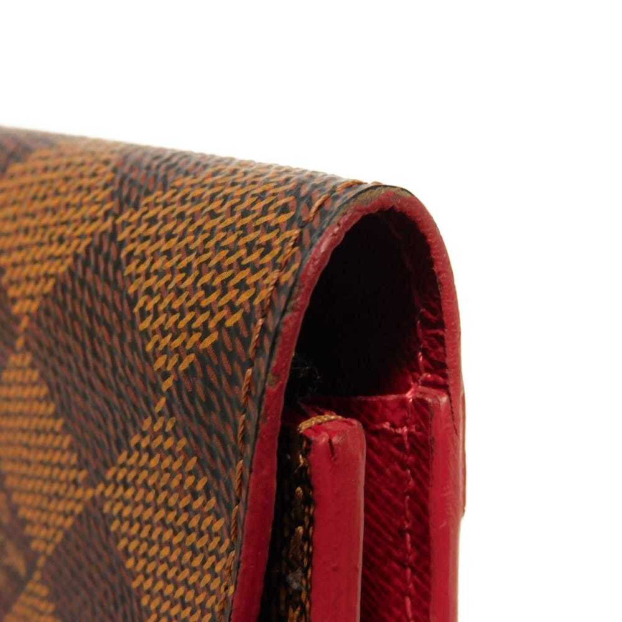 Louis Vuitton Louis Vuitton Long Wallet Portefeuille Caïssa Ebene Brown Red Bicolor Bi-fold Snap Button Damier Cerise N61221 Men's Women's Size ONE SIZE - 23 Thumbnail