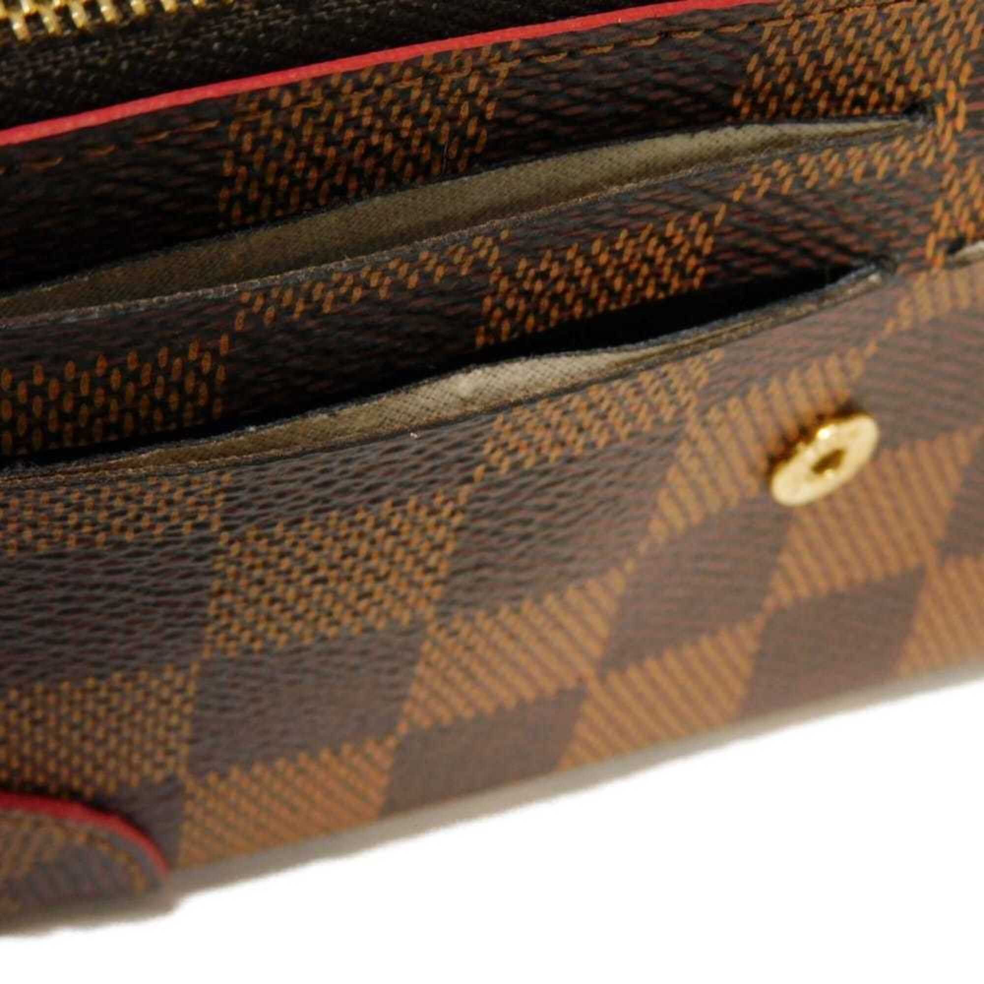 Louis Vuitton Louis Vuitton Long Wallet Portefeuille Caïssa Ebene Brown Red Bicolor Bi-fold Snap Button Damier Cerise N61221 Men's Women's Size ONE SIZE - 20 Thumbnail