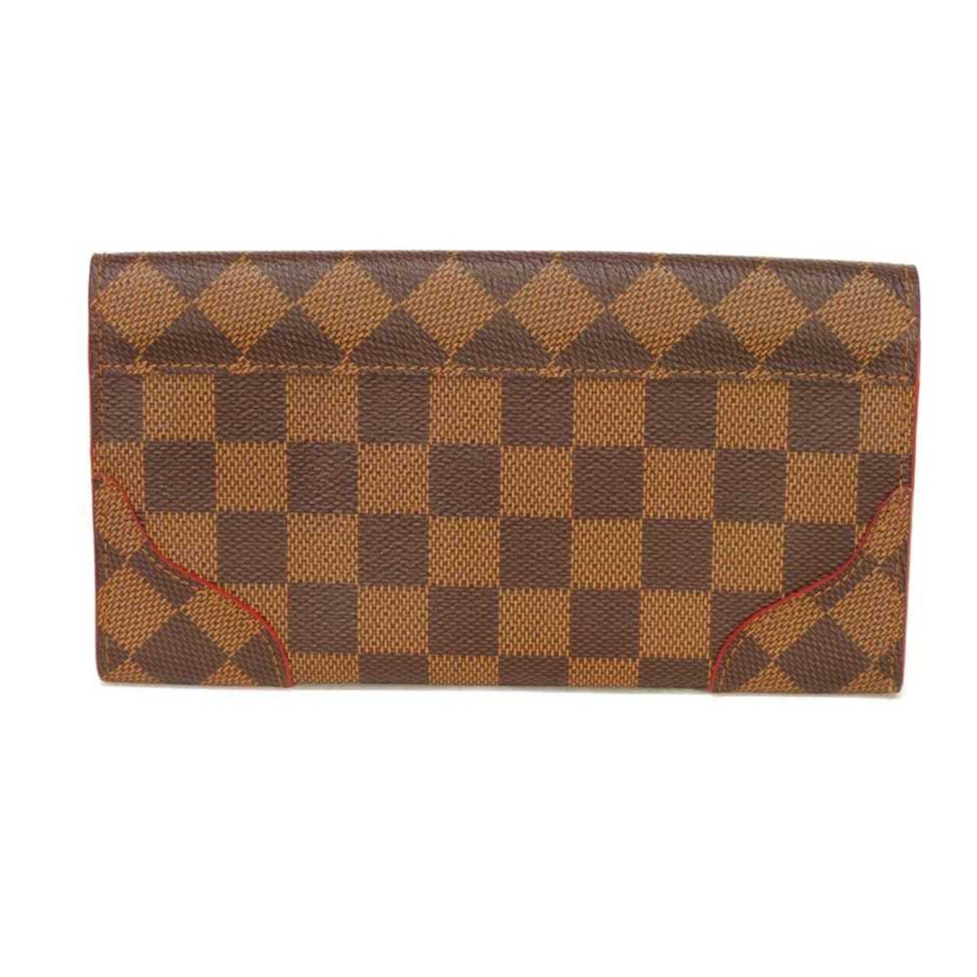 Louis Vuitton Louis Vuitton Long Wallet Portefeuille Caïssa Ebene Brown Red Bicolor Bi-fold Snap Button Damier Cerise N61221 Men's Women's Size ONE SIZE - 3 Thumbnail