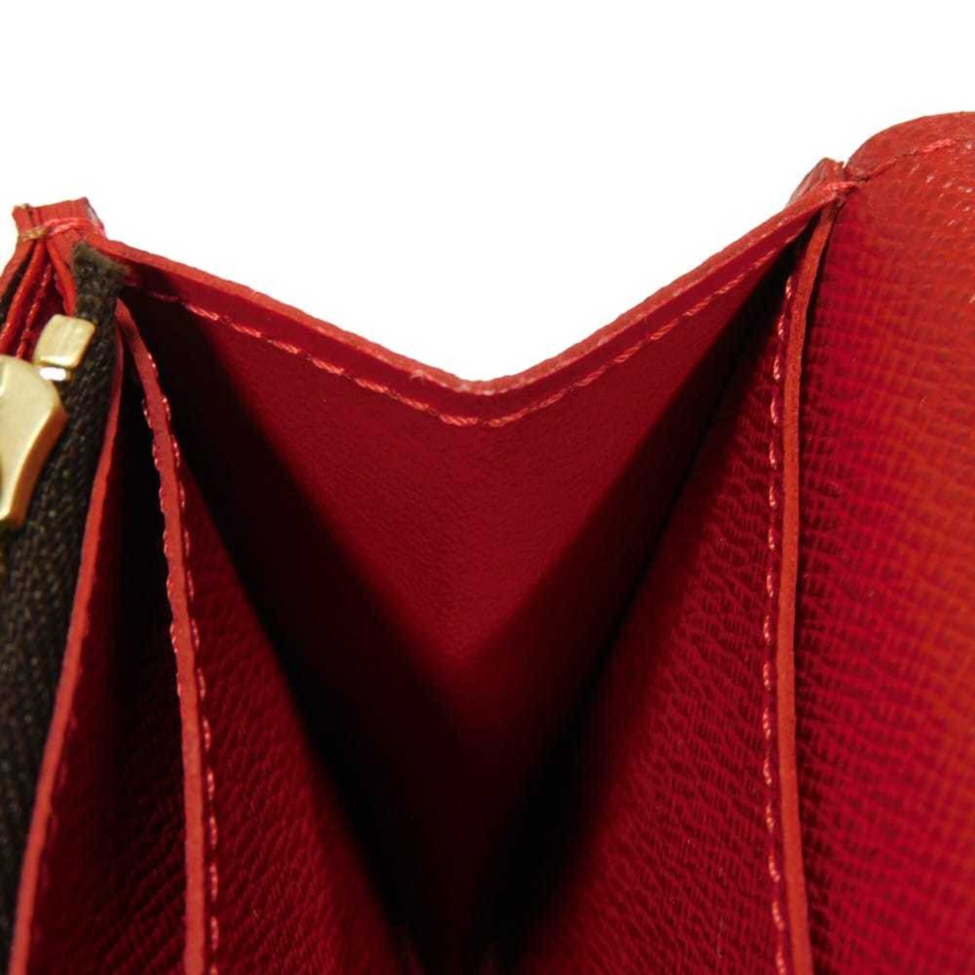 Louis Vuitton Louis Vuitton Long Wallet Portefeuille Caïssa Ebene Brown Red Bicolor Bi-fold Snap Button Damier Cerise N61221 Men's Women's Size ONE SIZE - 12 Thumbnail